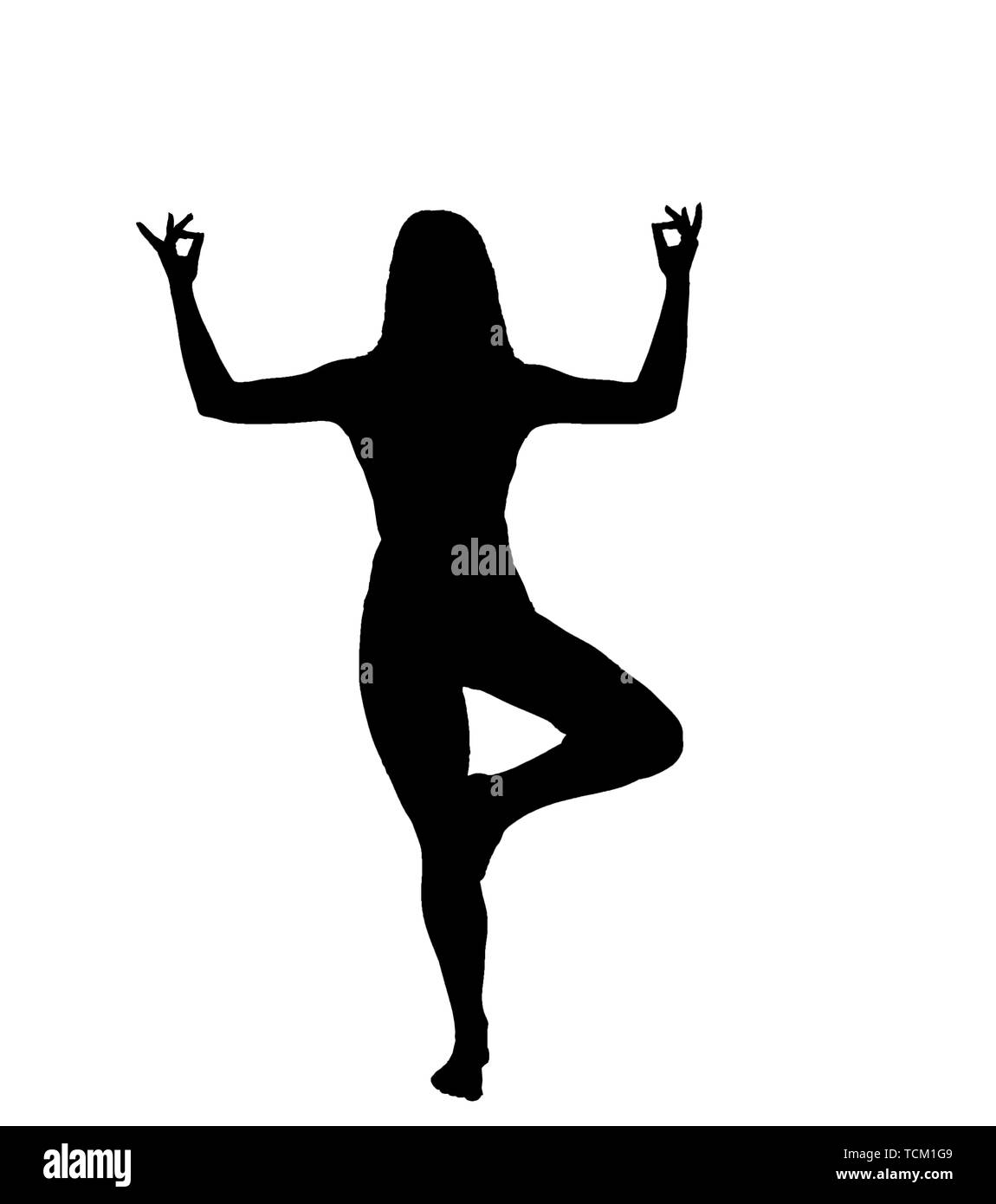 Silhouette yoga Stockfoto