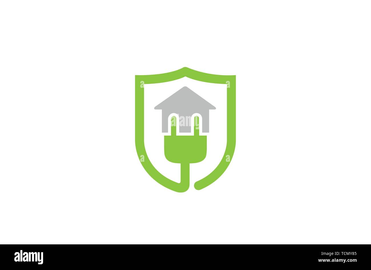 Stecker Haus Shield Logo Design Illustration Stock Vektor