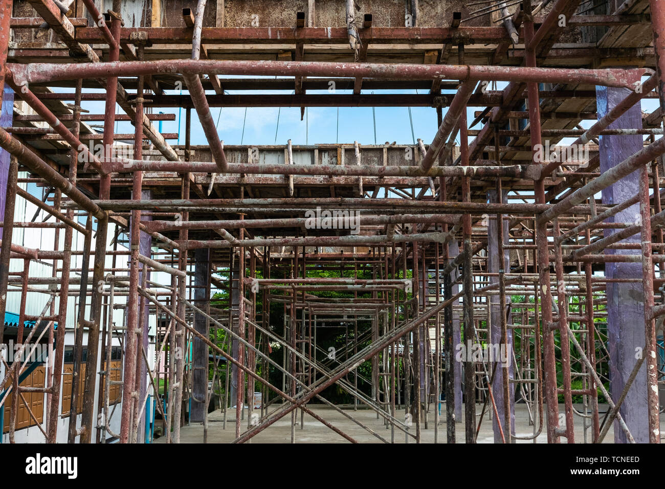 Beton und Stahl an der Baustelle Stockfoto
