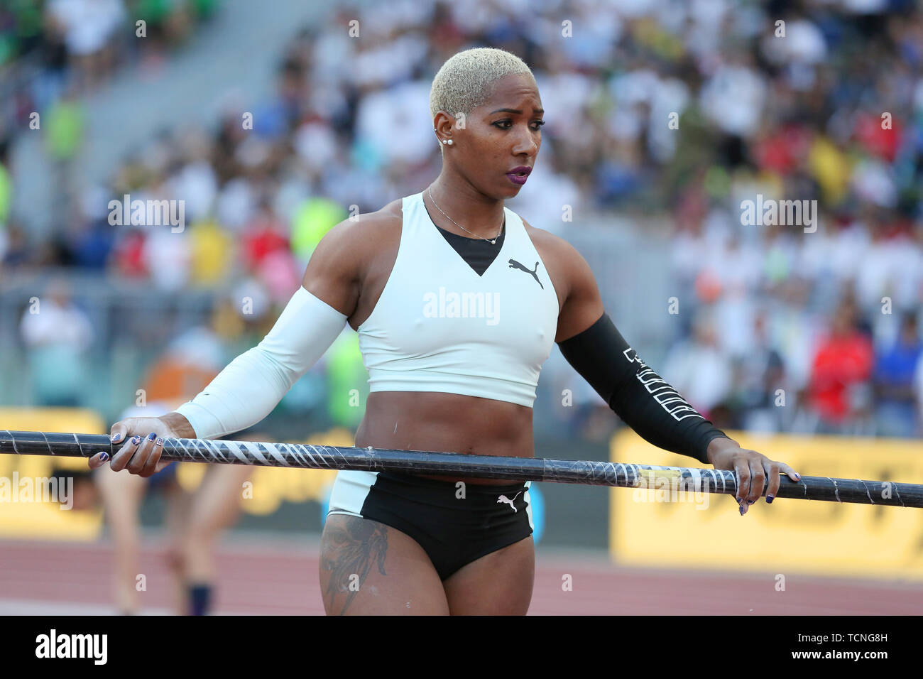 Rom, Italien, Juni 06: Yarisley Silva von Kuba konkurriert in der Frauen Stabhochsprung Ereignis während der iaaf Diamond League 2019 Golden Gala Pietro Mennea in R Stockfoto