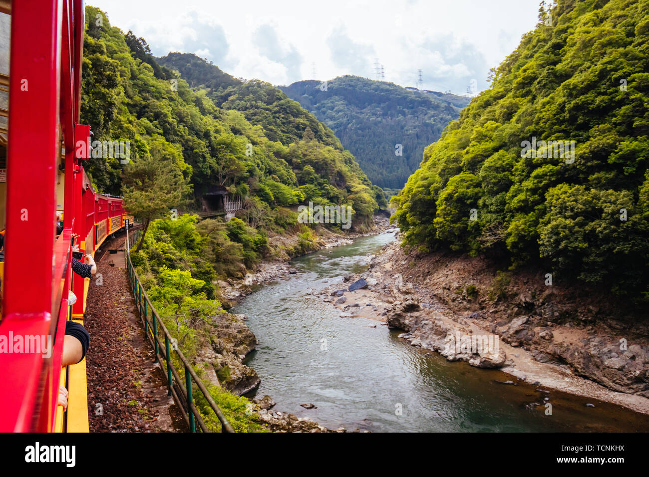 Die sagano Romantischen Bahnhof Kyoto Japan Stockfoto