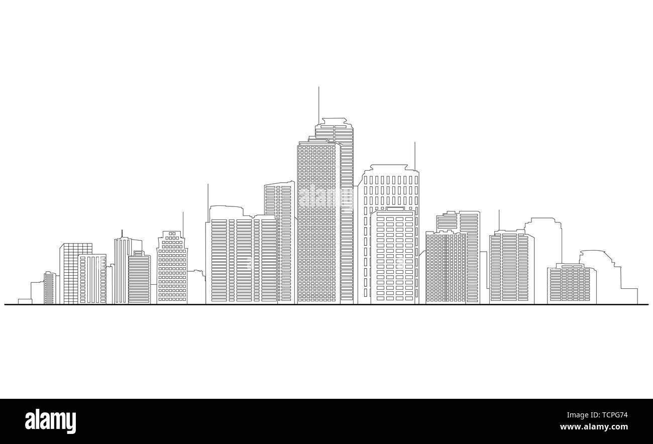 Stadtbild Abbildung, Wolkenkratzer und Hochhäuser über der Skyline der Stadt. Stockfoto
