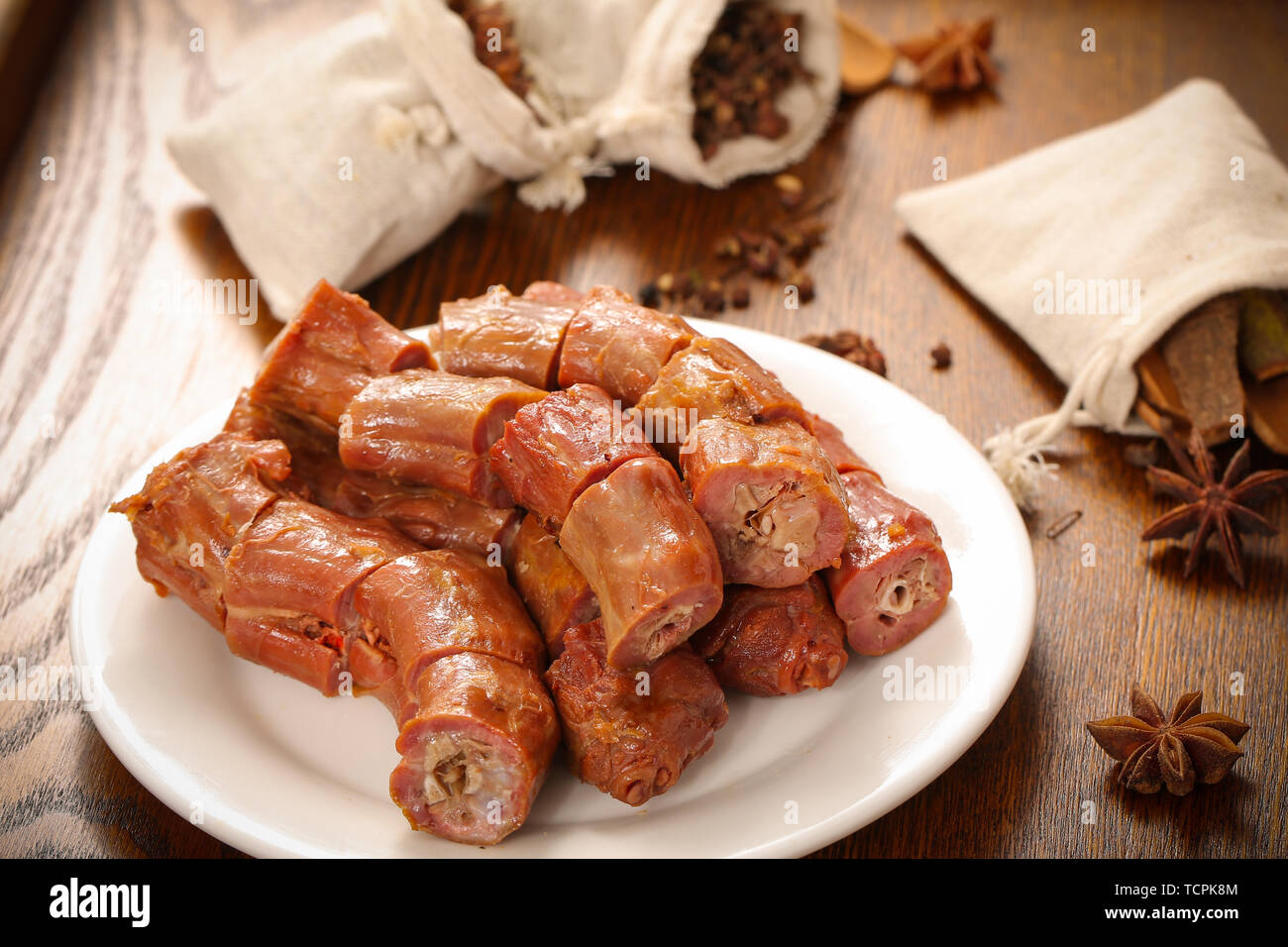 Ente Hals gewürzte Ente Hals sole Ente Hals Stockfoto