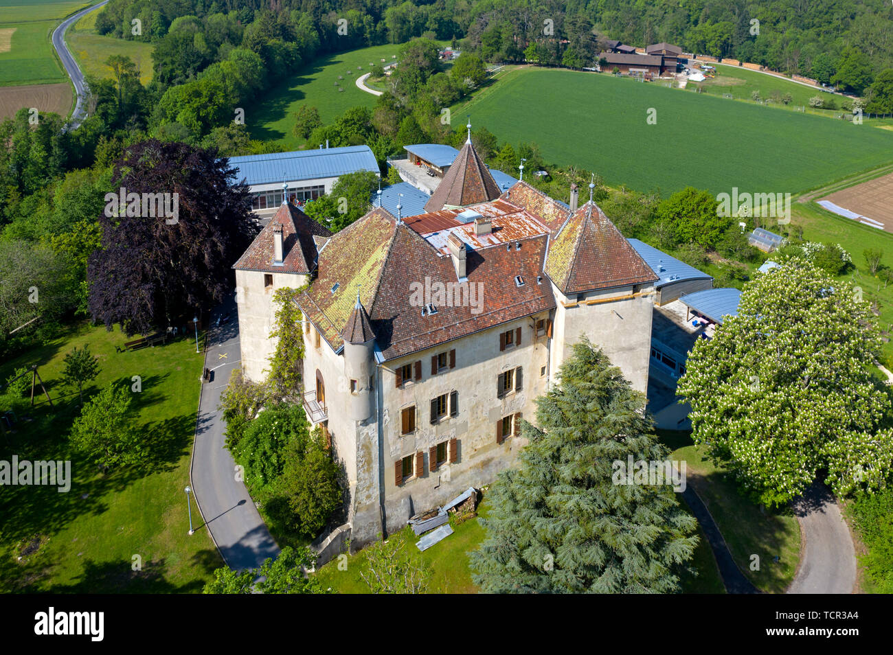 Schloss St Barthelemy, Chateau de Saint-Barthelemy Saint-Barthelemy, Waadt, Schweiz Stockfoto