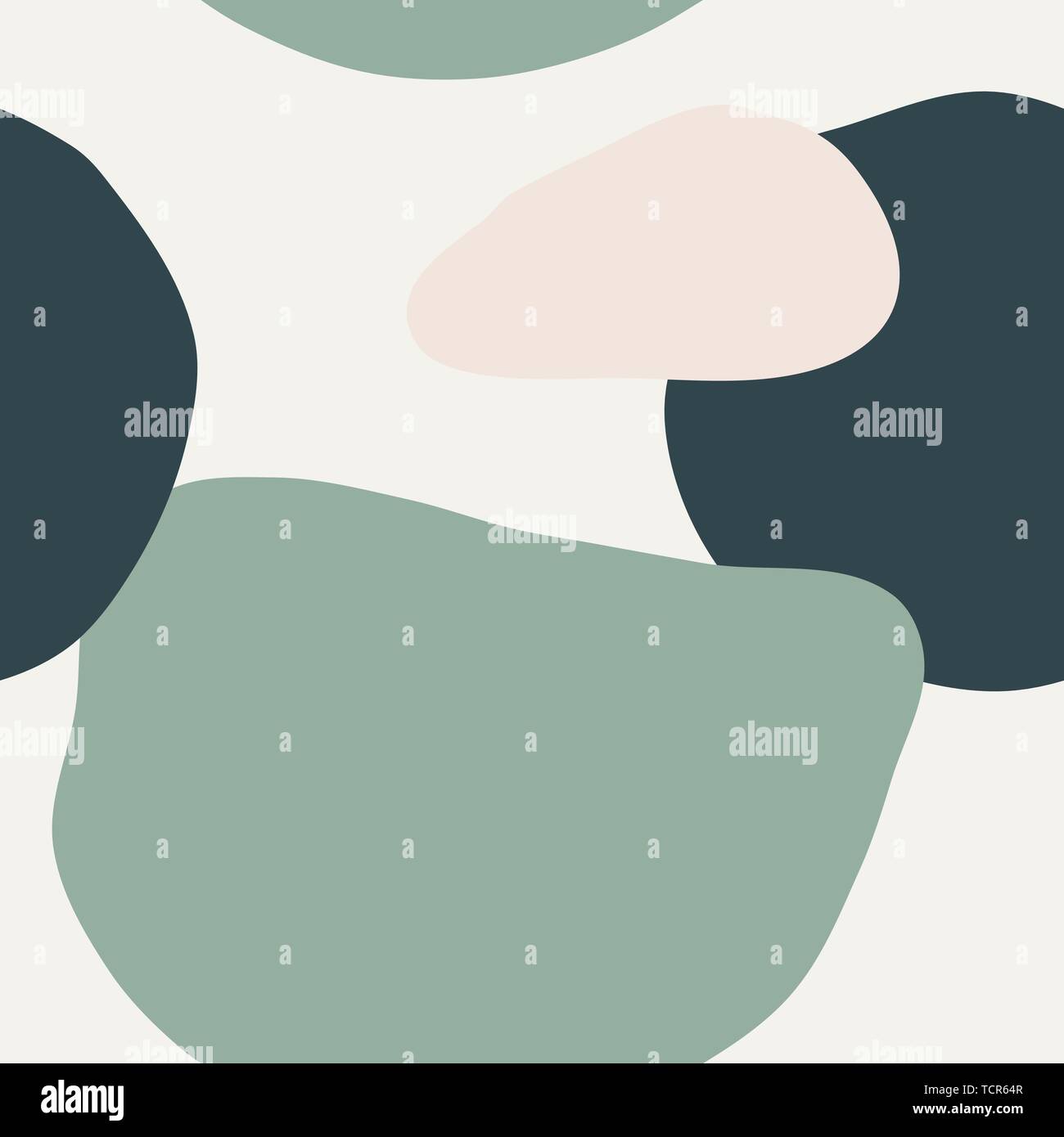 Zusammenfassung nahtlose Muster mit organischen Formen in Mint, Licht grün, dunkel blaugrün und Pastell rosa. Trendige und stilvolle Tapeten, Textilien, Branding und Pac Stock Vektor