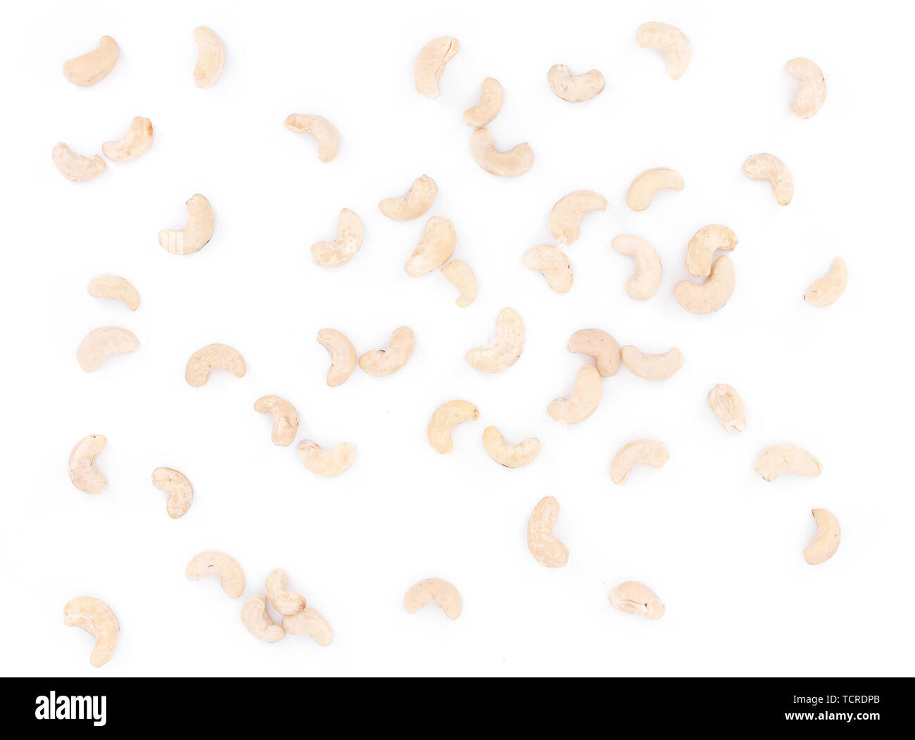 Cashew-Nüssen auf weißem Hintergrund Stockfoto