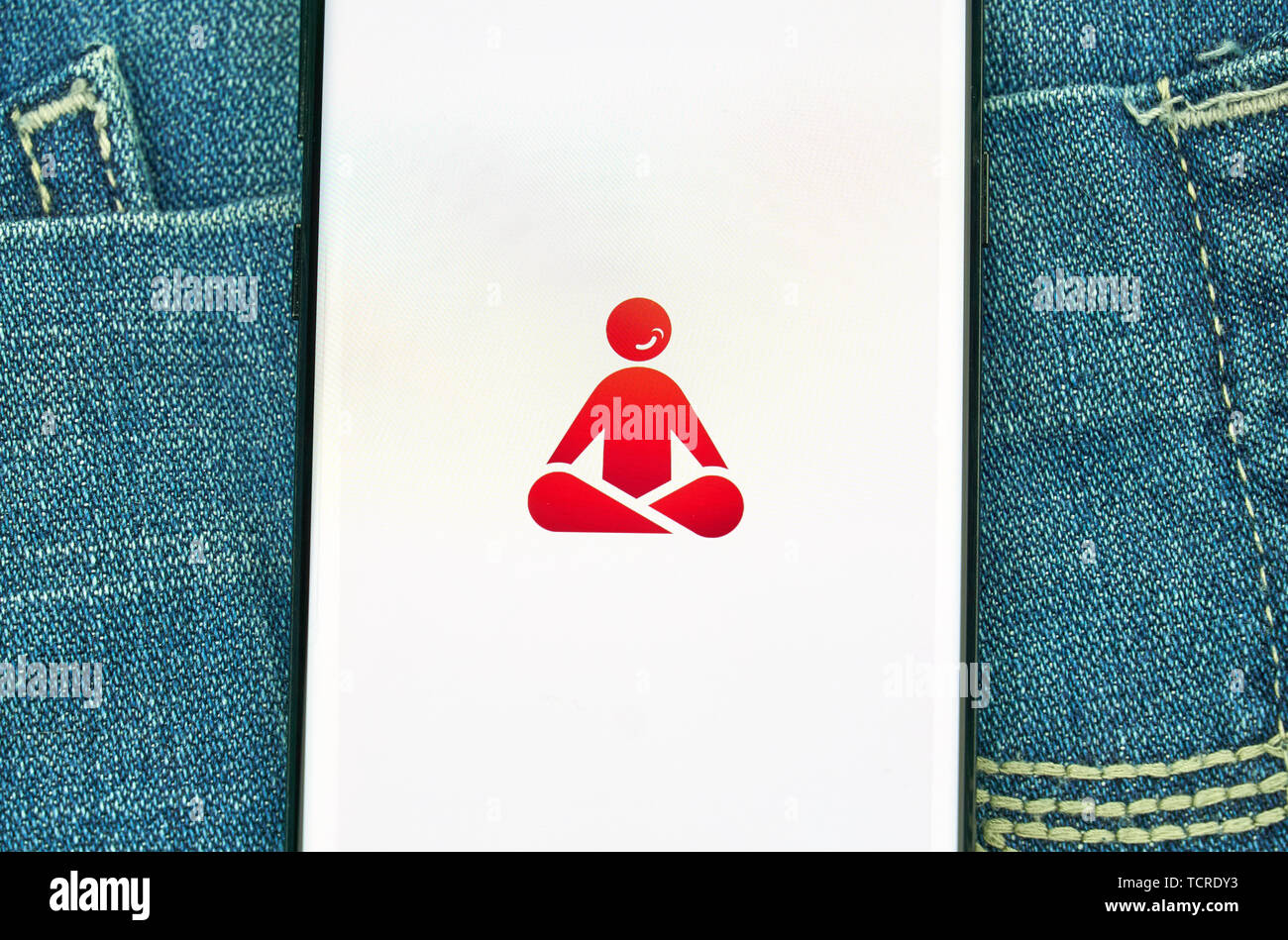 MONTREAL, KANADA - Dezember 23, 2018: Meditation android app 10 Prozent zufriedener auf Samsung S8-Bildschirm. Stockfoto