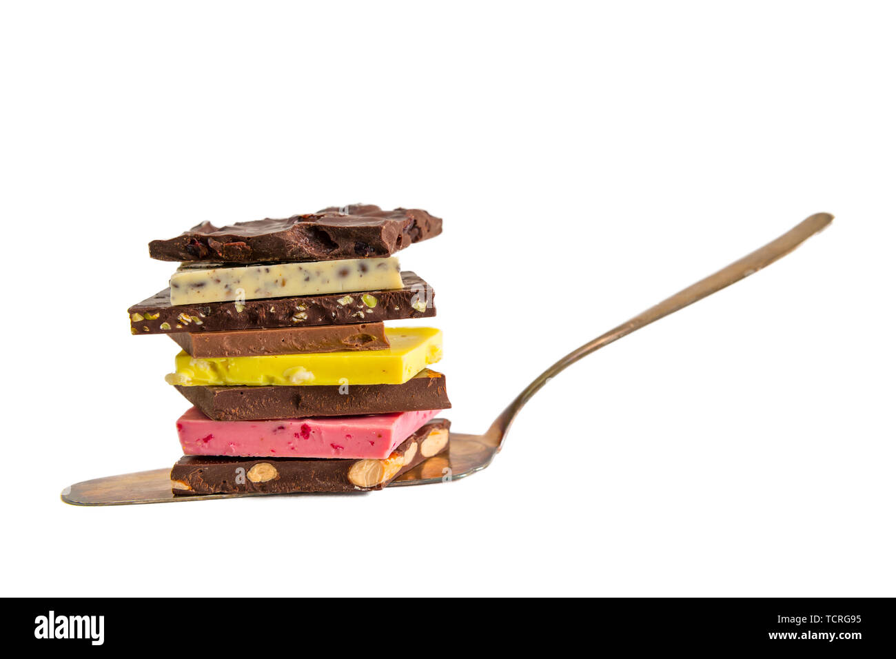 Cake Server mit Schokolade Stücke geladen. Stockfoto