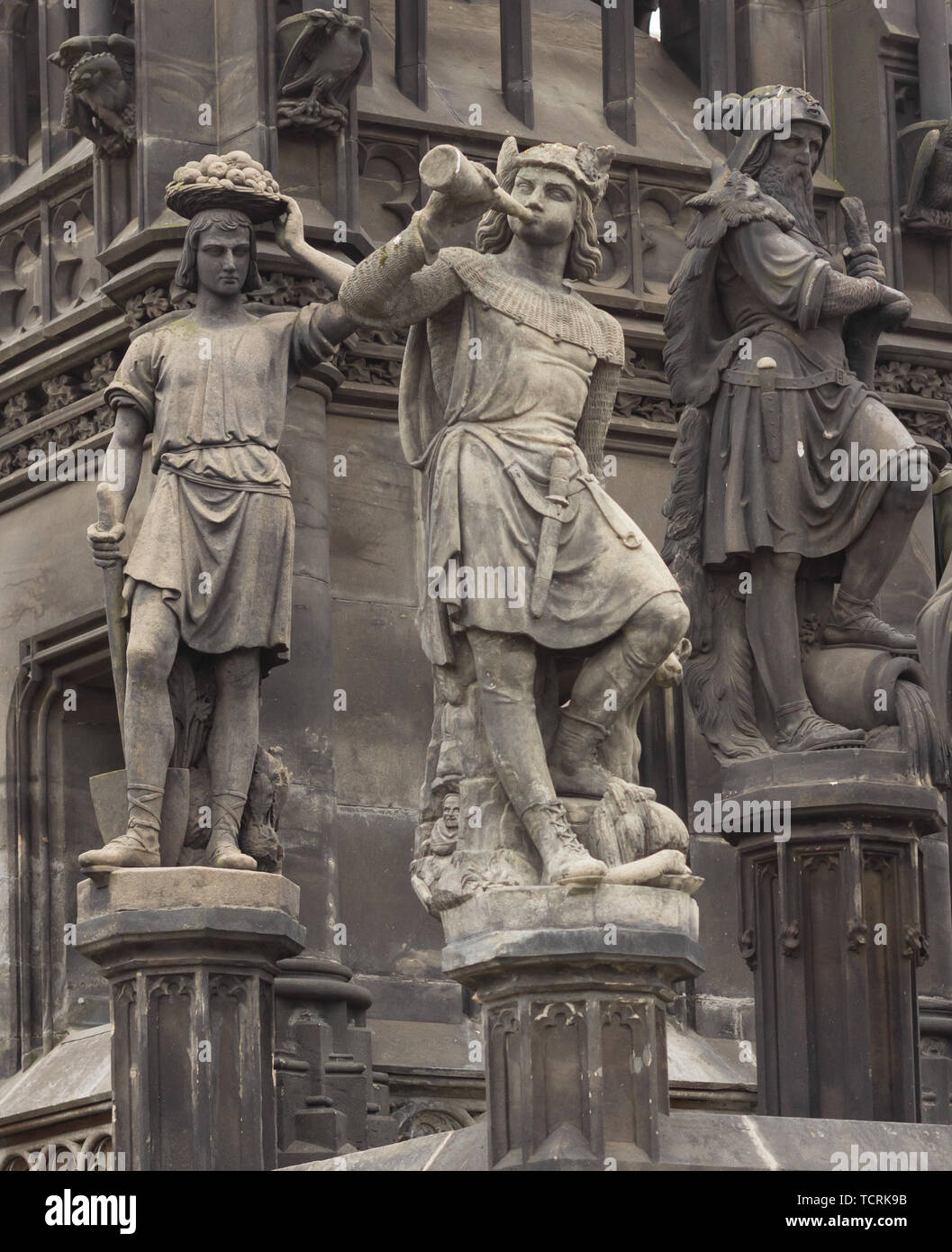 Historische neogotische Skulptur des Kaisers Frantisek I. in Prag Stockfoto