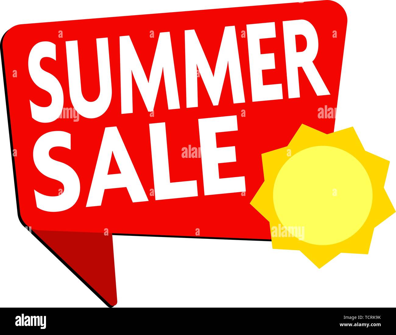 Red Summer Sale Banner oder Abzeichen mit Sun Symbol Vektor illustration Stock Vektor