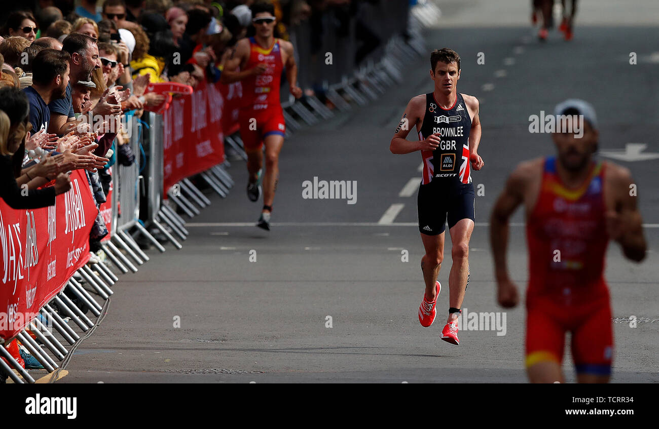 In Großbritannien Jonathan Brownlee in Aktion, während der 2019 ITU World Triathlon Series in Leeds. Stockfoto