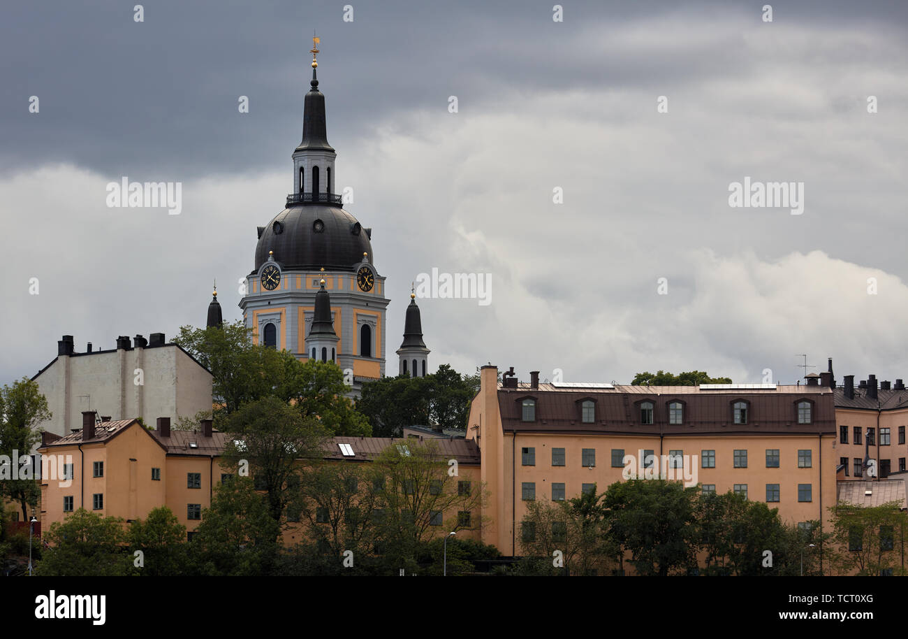 Katarina Kirche mit ihrer Umgebung in Södermalm, Stockholm, Schweden Stockfoto