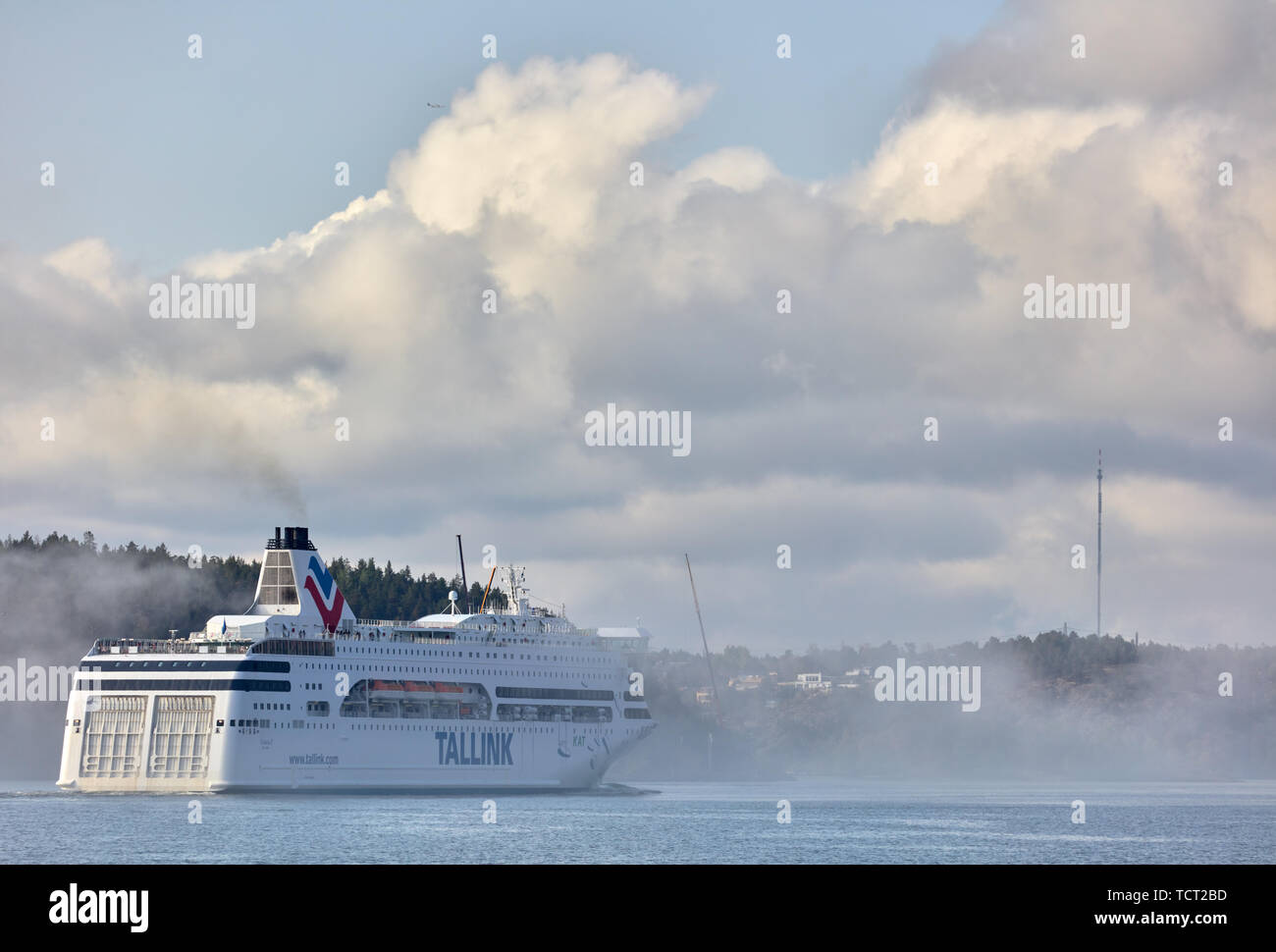 Tallink cruise ship segeln Stockholm misty Stockfoto