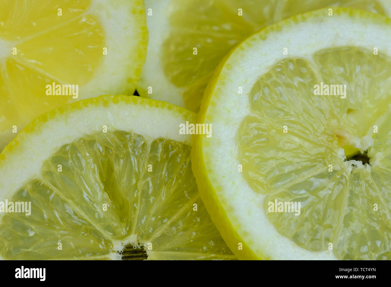 Zitronenscheiben Farbe Foto, Bild als Hintergrund für Text Stockfoto