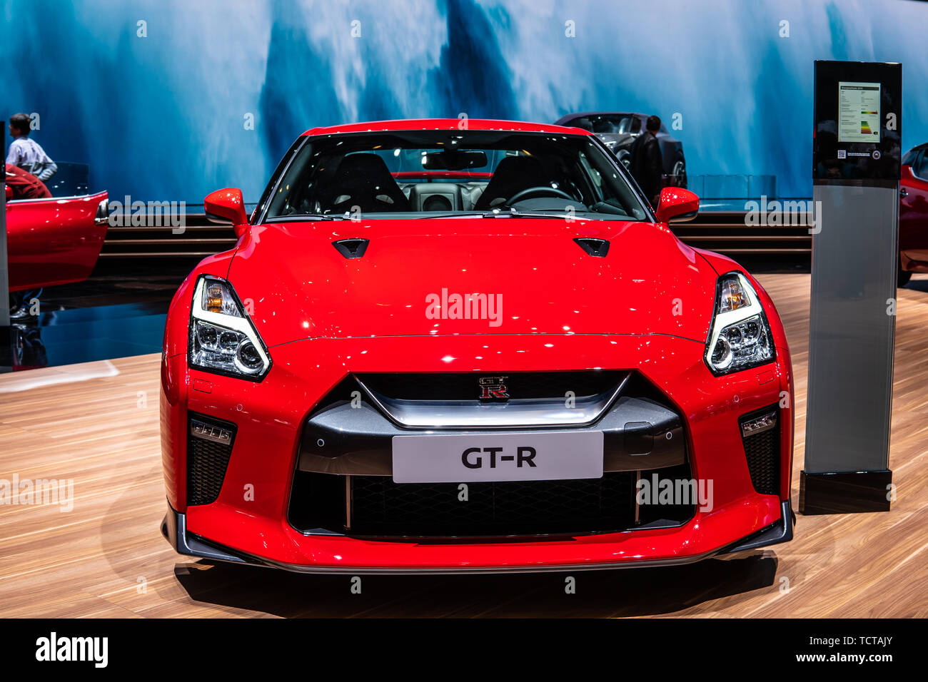 Genf, Schweiz, 07. März 2019: Nissan GT-R in Genf International Motor Show, 2 Türen 2+2 high performance hergestellte Fahrzeuge von Nissan Stockfoto