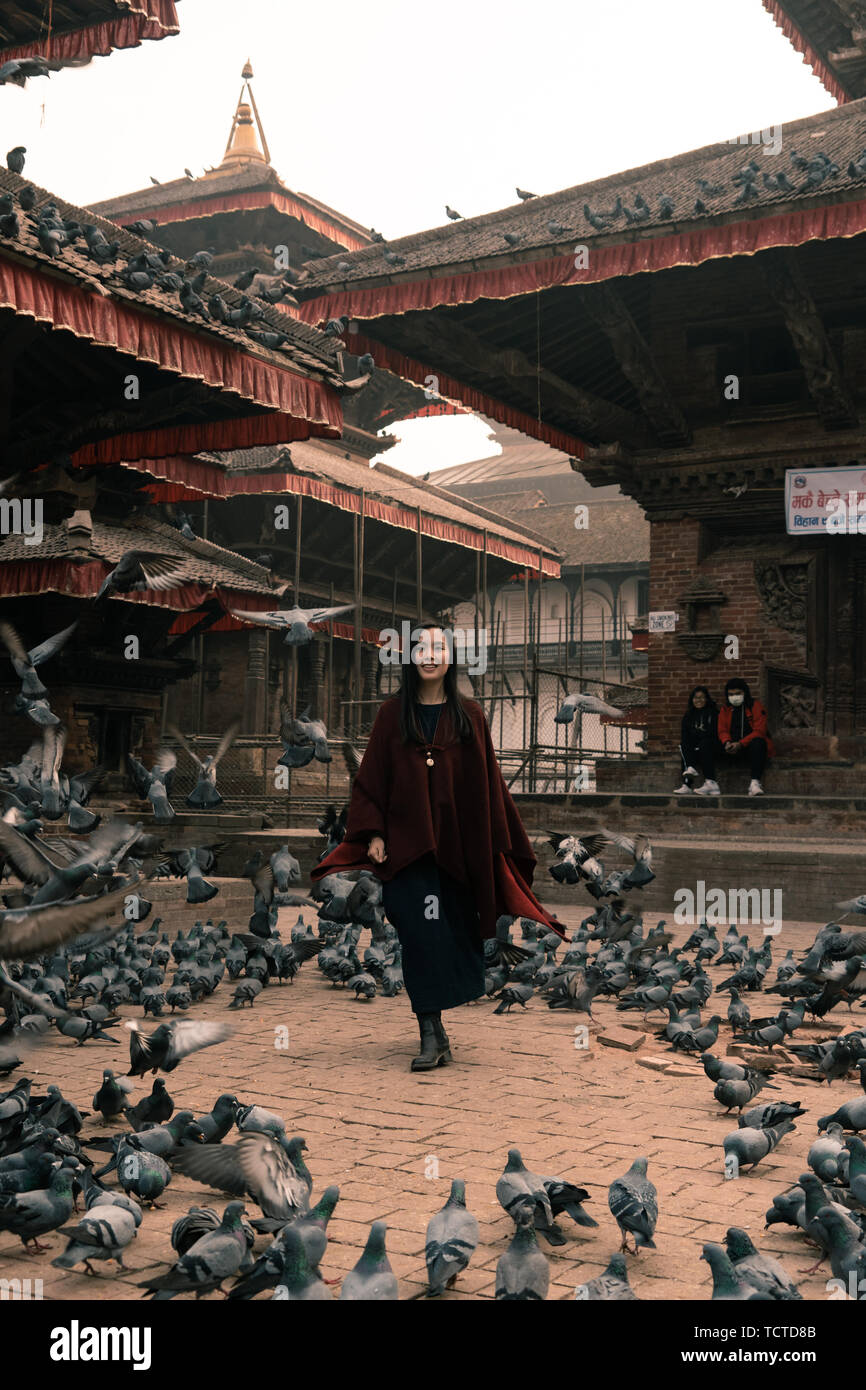 Tauben in Duba Square, Kathmandu, Nepal Stockfoto