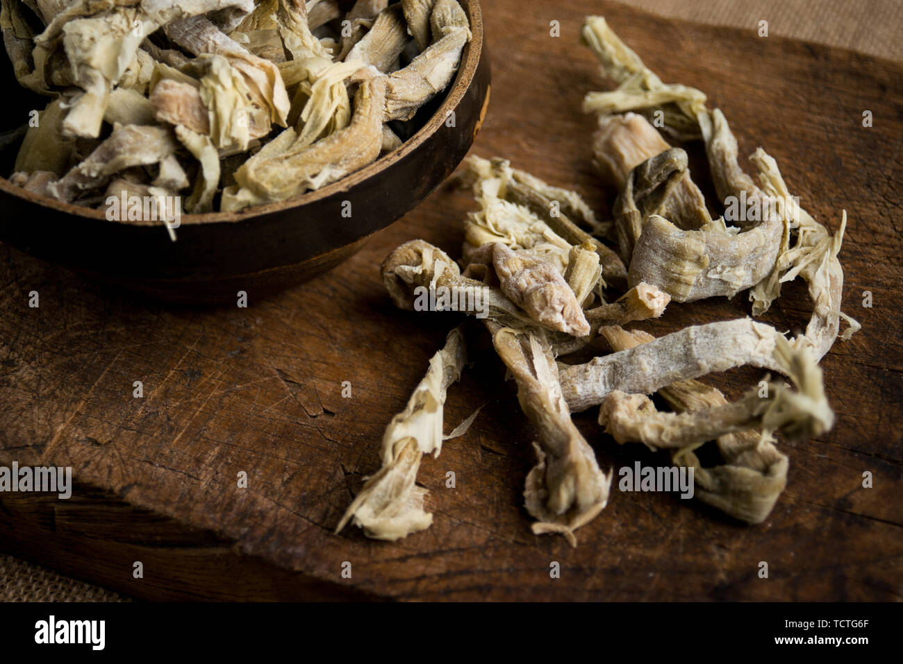 Chinesische Küche Tianmu Berg Salz geröstete getrocknete Bambussprossen Stockfoto