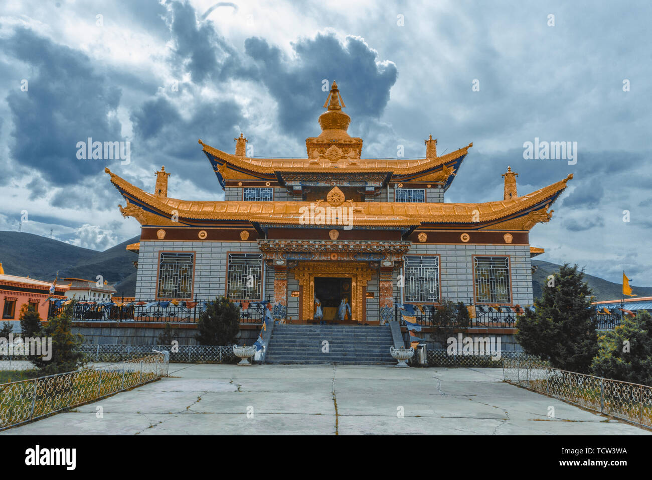 Landschaft von Taocheng Adenchong Tempel Stockfoto