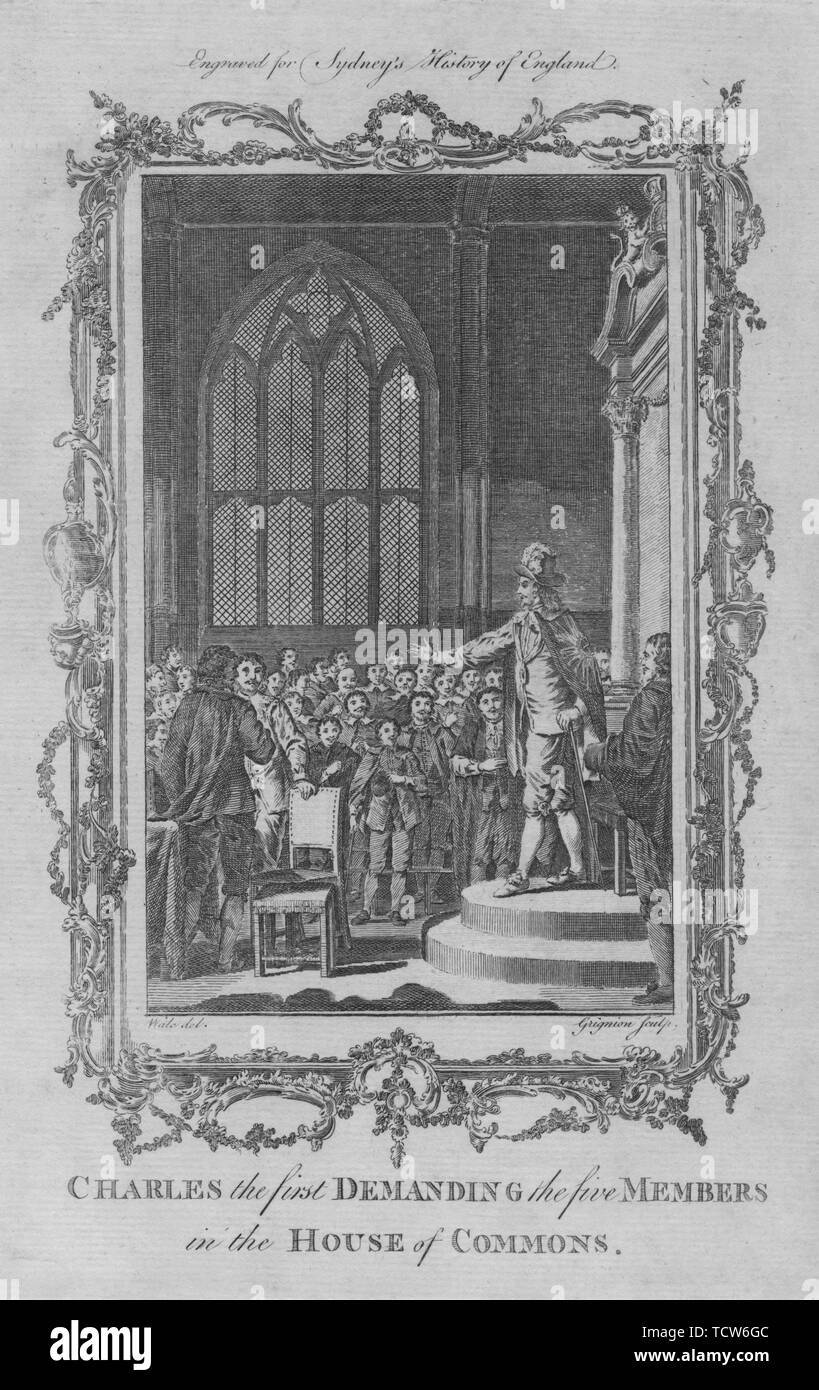 'Charles I fordern die fünf Mitglieder des House of Commons', 1773. Schöpfer: Charles Grignion. Stockfoto