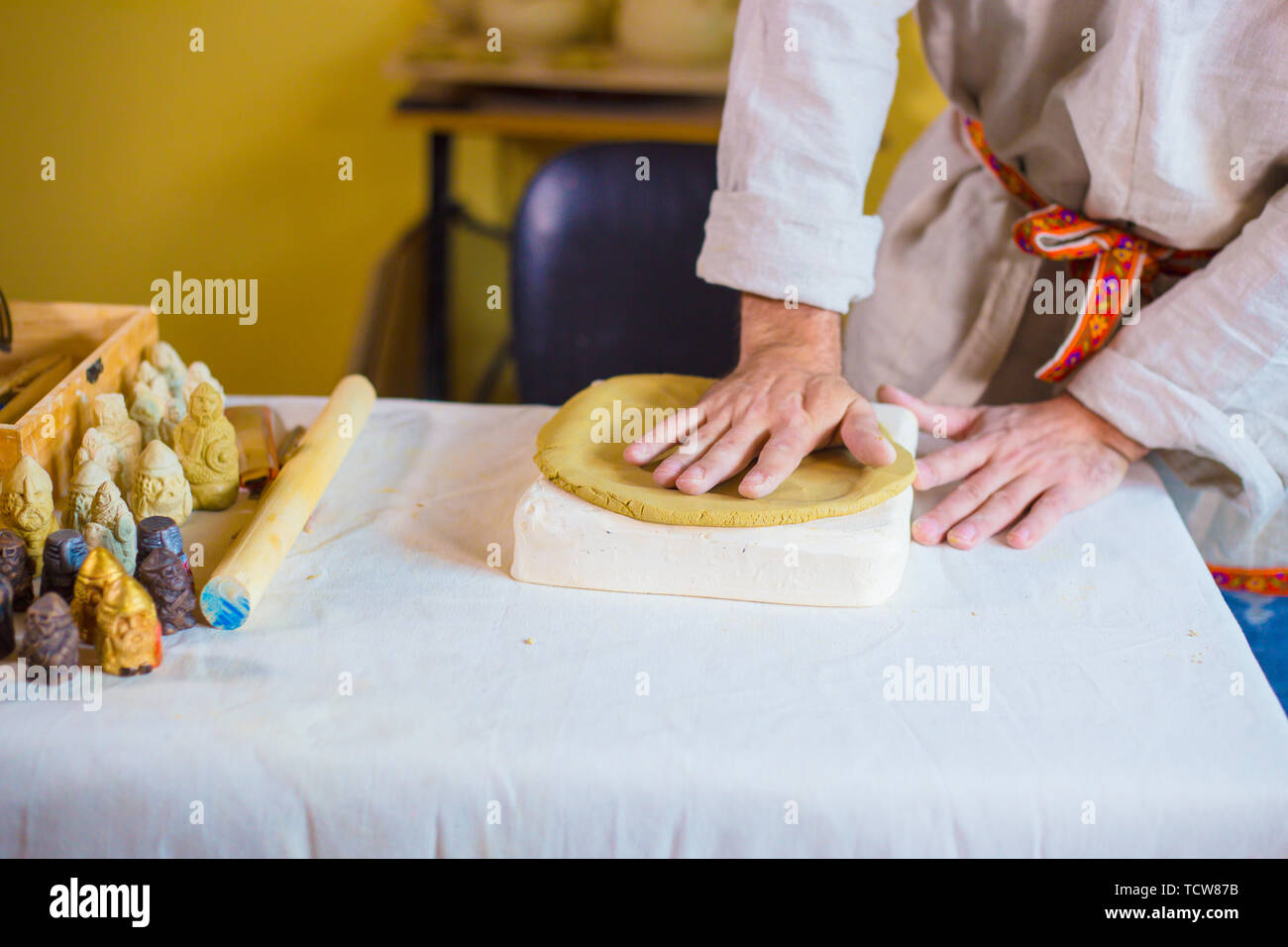 Potter, Ton Stempel Bild Stockfoto