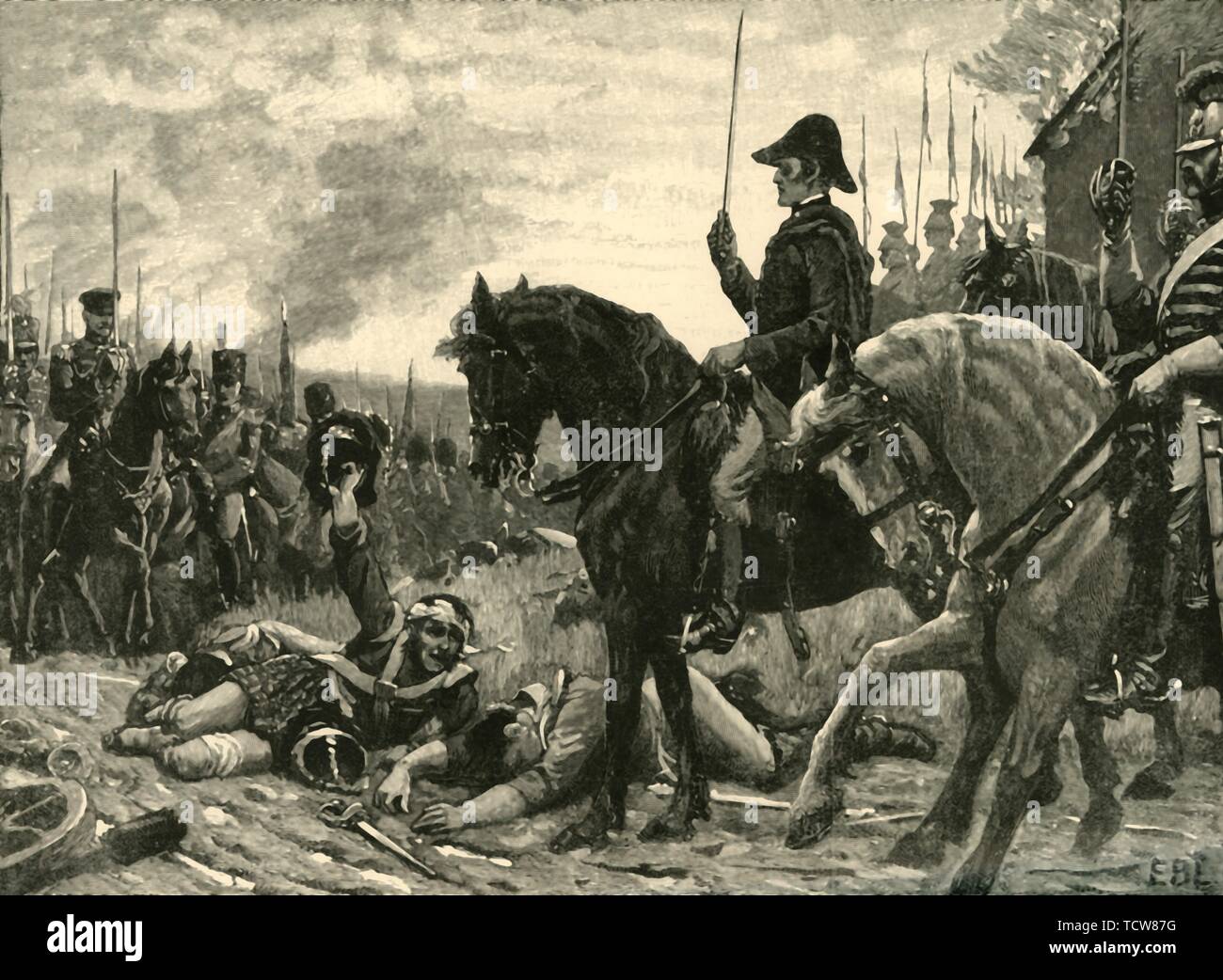 Treffen von Wellington und Blücher nach der Schlacht von Waterloo, 1815 (c 1890). Schöpfer: Edmund Blair Leighton. Stockfoto