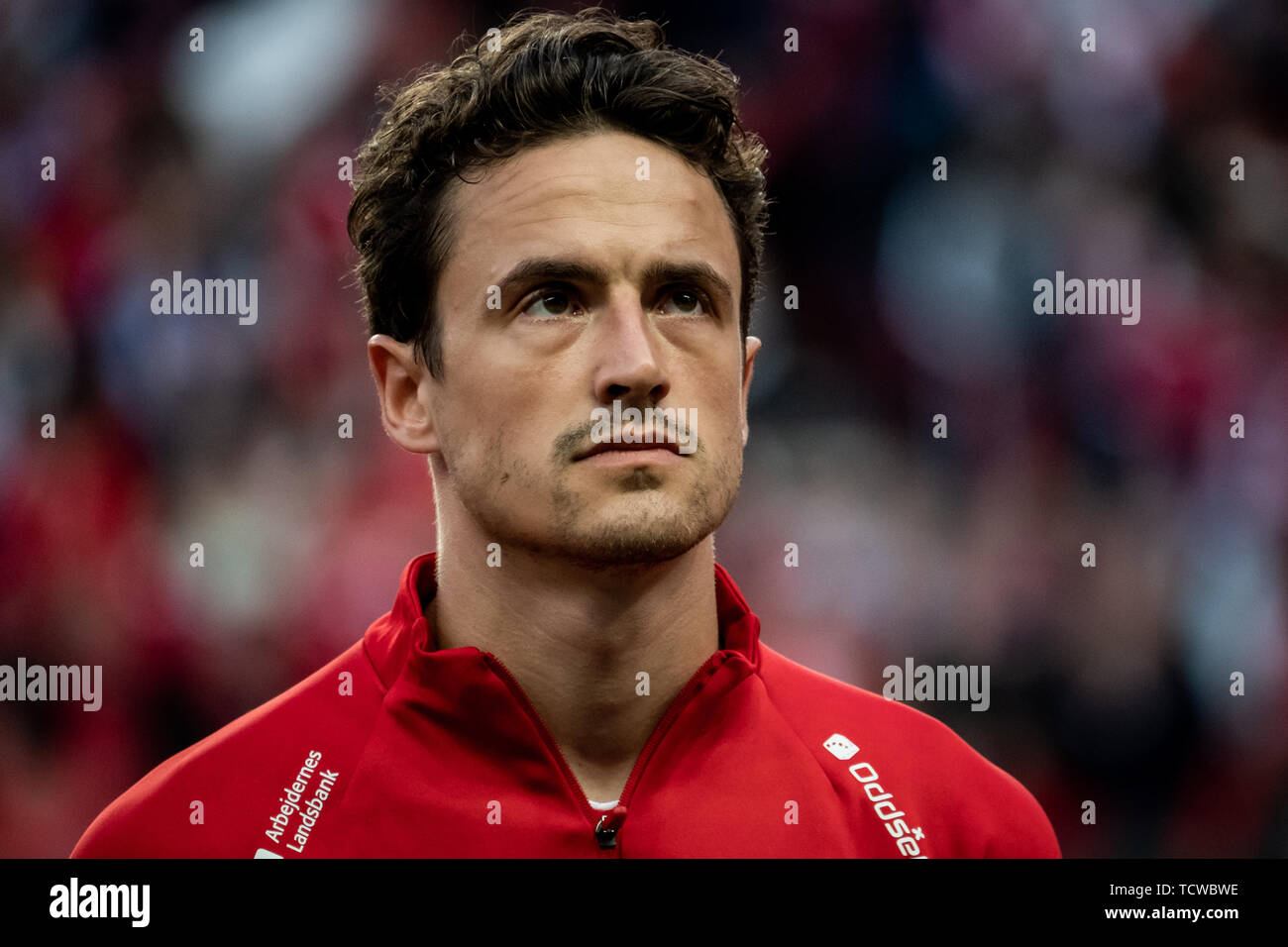 Danemark Kopenhagen 7 Juni 2019 Thomas Delaney Von Danemark Wahrend Der Nationalhymne Vor Dem Em Qualifikationsspiel