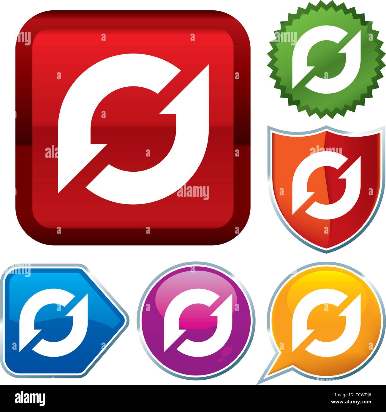 Vector Illustration. Setzen Sie glänzende Symbol Serie auf den Schaltflächen. Wiederverwenden. Stock Vektor