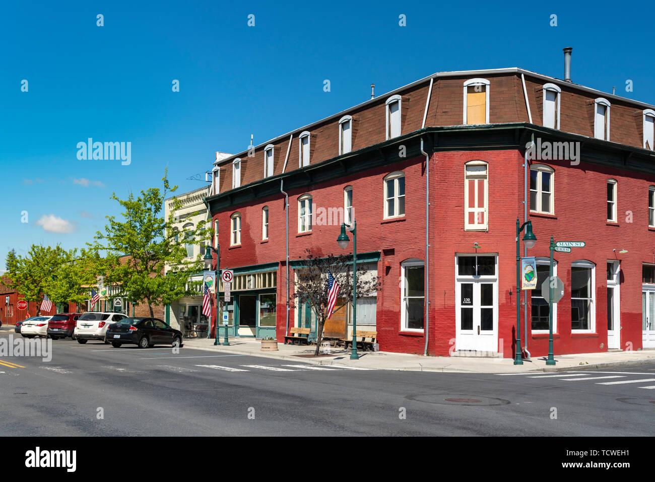 Eine historische Straße in der Ortschaft Palouse, Washington, USA. Stockfoto