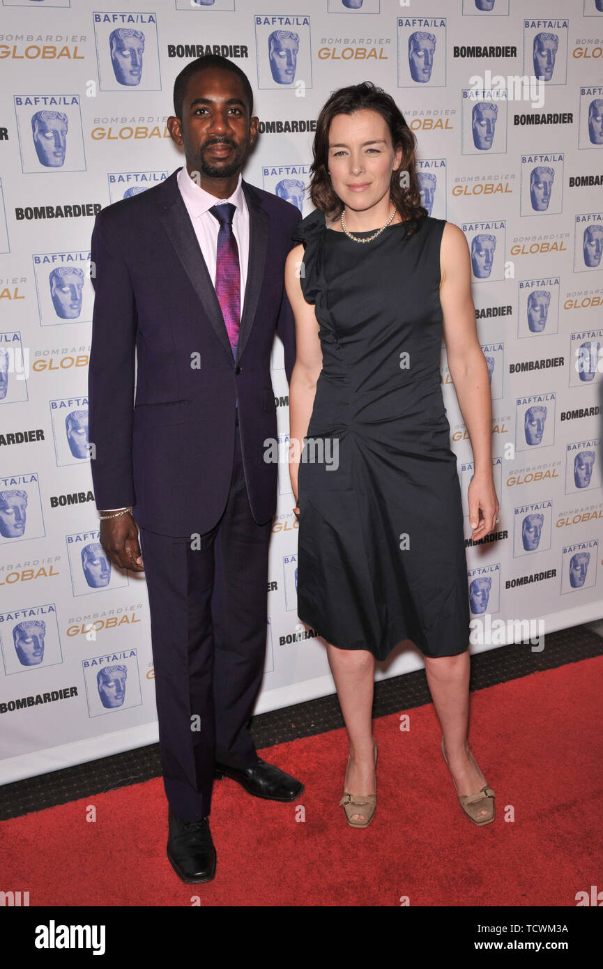 LOS ANGELES, Ca. November 06, 2008: Olivia Williams & Mann Rhashan Stein auf den BAFTA/LA Britannia Awards im Century Plaza Hotel, Century City. © 2008 Paul Smith/Featureflash Stockfoto