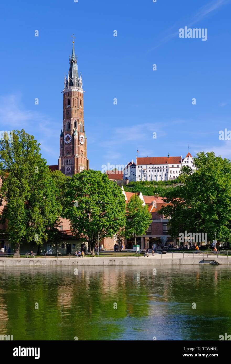 Kirche St. Martin, Burg Trausnitz, Isar, Landshut, Niederbayern, Bayern, Deutschland Stockfoto
