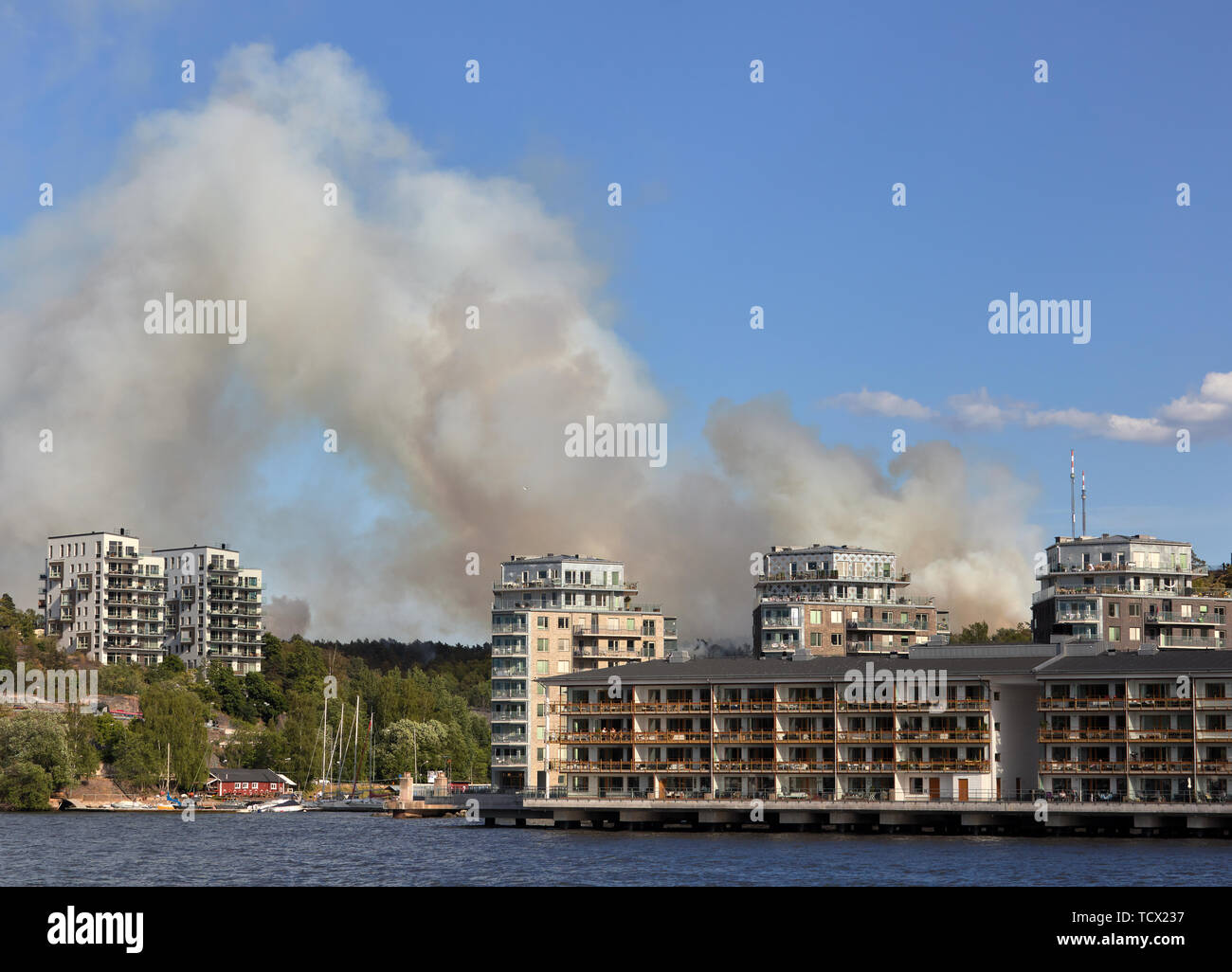 Nacka Waldbrand, Stockholm Stockfoto