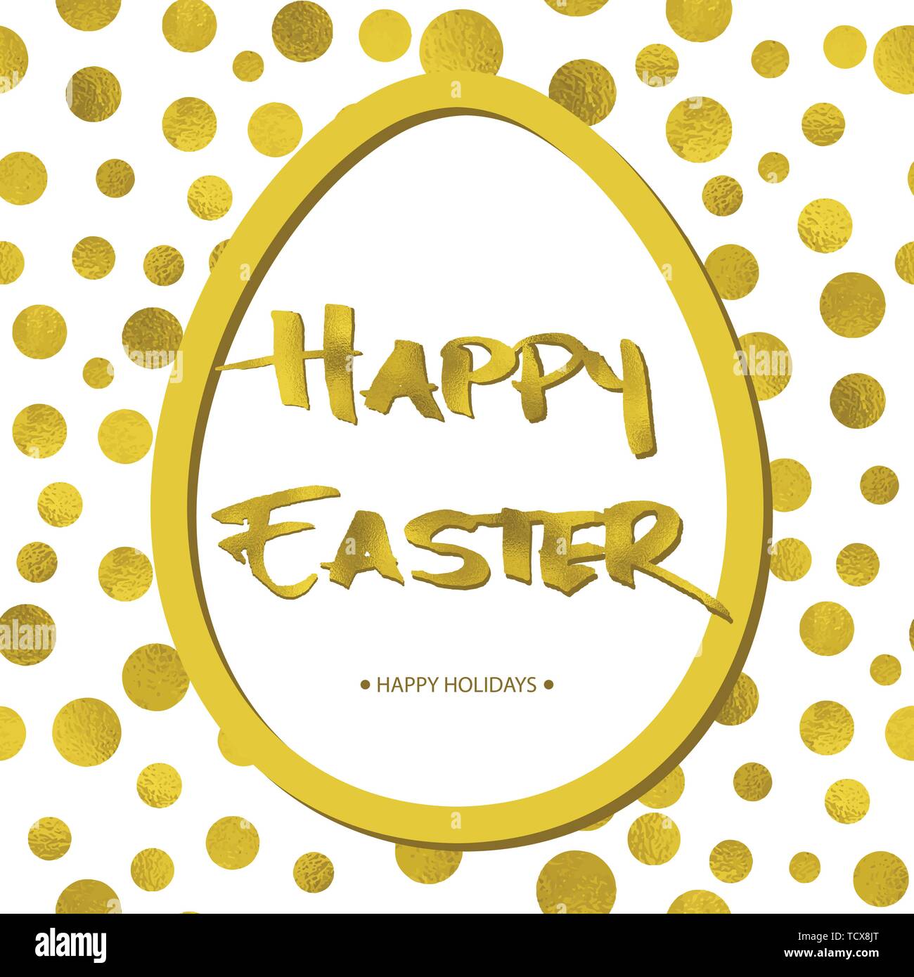 Ostern Hintergrund mit gold Kreise, große Ei und Grunge kalligrafischen Text. Vector Illustration. Design Element für Einladungen, Grußkarten. Stock Vektor