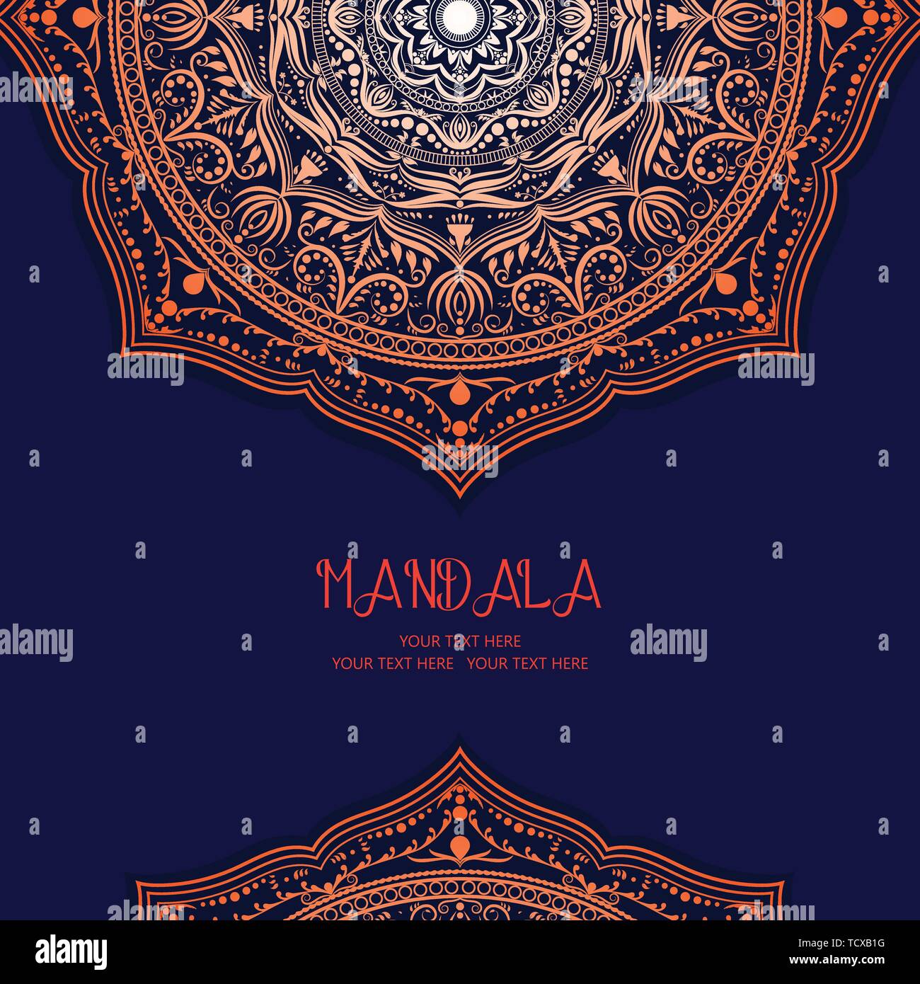 Blue vector Einladung mit Mandala Design Element. Mandala, Vektor Mandala, Blumen, Blume Mandala Mandala, orientalische Mandalas ausmalen Mandala. Islam Stock Vektor