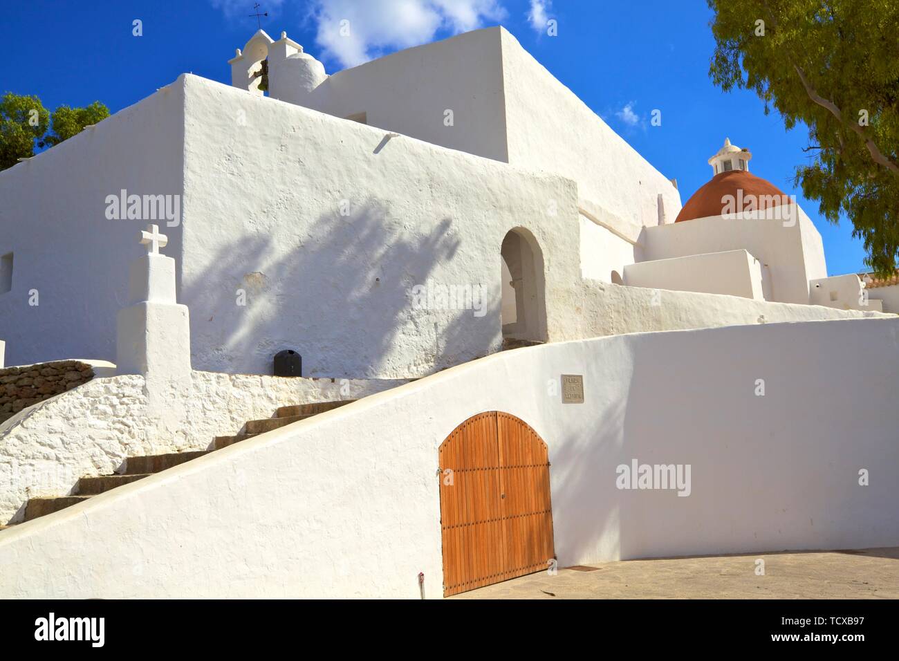 Kirche von Santa Eularia, Santa Eularia des Riu, Ibiza, Balearen, Spanien, Europa Stockfoto