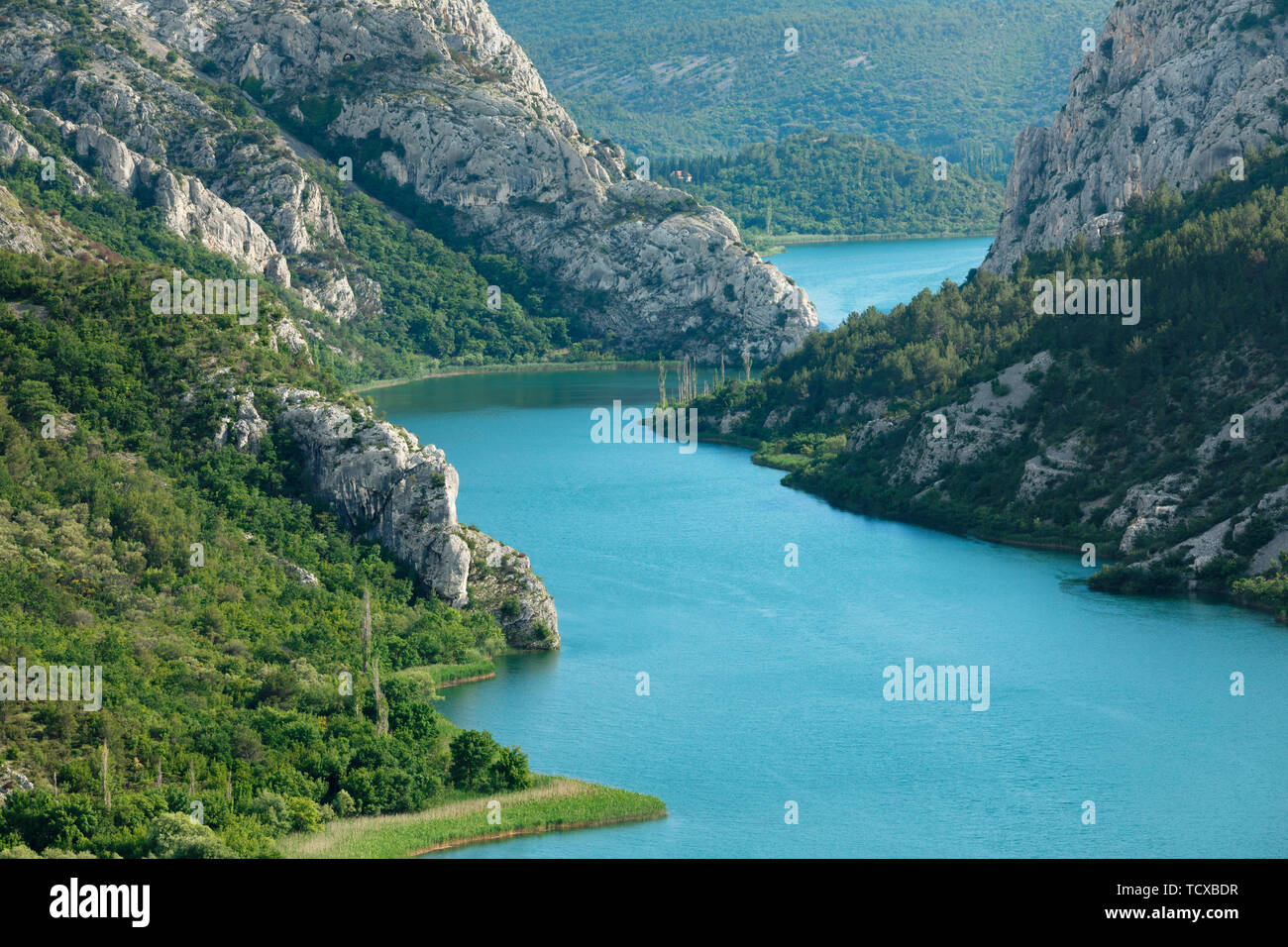 Medu Gredama Tal, Fluss Krka, Nationalpark Krka, Dalmatien, Kroatien, Europa Stockfoto