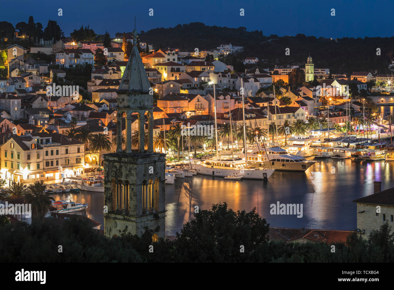 Blick vom Sveti Marko Kirche nach Hvar, Insel Hvar, Dalmatien, Kroatien, Europa Stockfoto