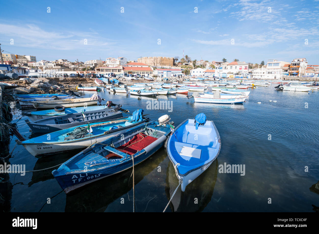 Kleines Boot Hafen von Tamentfoust, Algier, Algerien, Nordafrika, Afrika Stockfoto