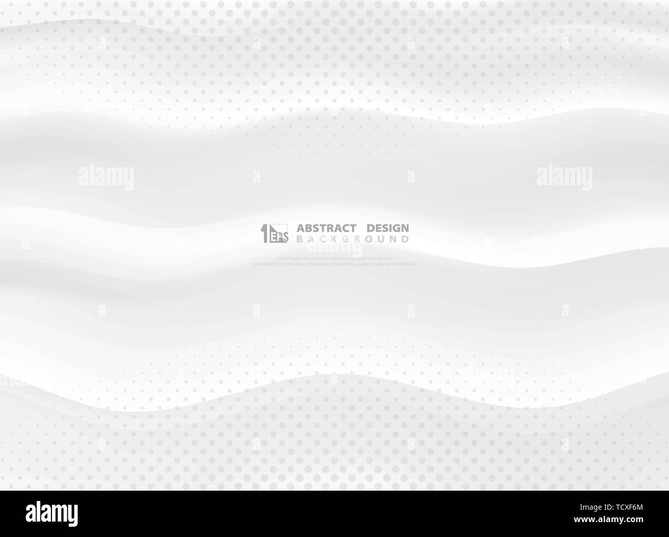 Abstract vector Gradient weißen wellenförmigen Design Dekoration mit halbtonmuster. Sie können für die Anzeige, Plakat, Grafik, Print, Präsentation verwenden. Abbildung Stock Vektor