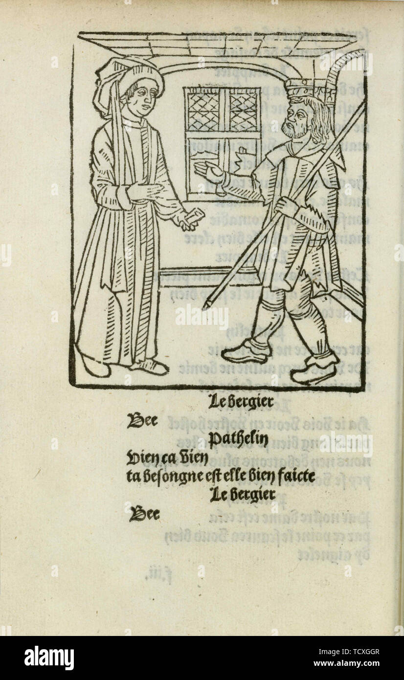 La Farce de maître Pathelin, C. 1490. Schöpfer: Anonym. Stockfoto