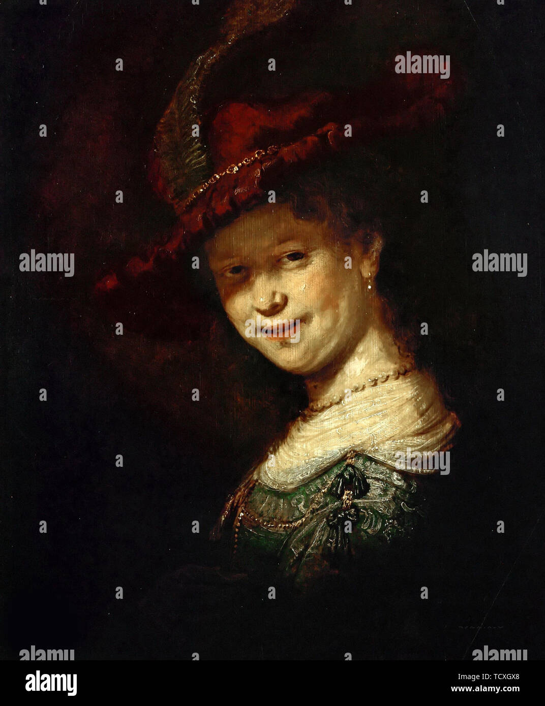 Saskia van Uylenburgh als Mädchen, 1633. Schöpfer: Rembrandt van Rhijn (1606-1669). Stockfoto