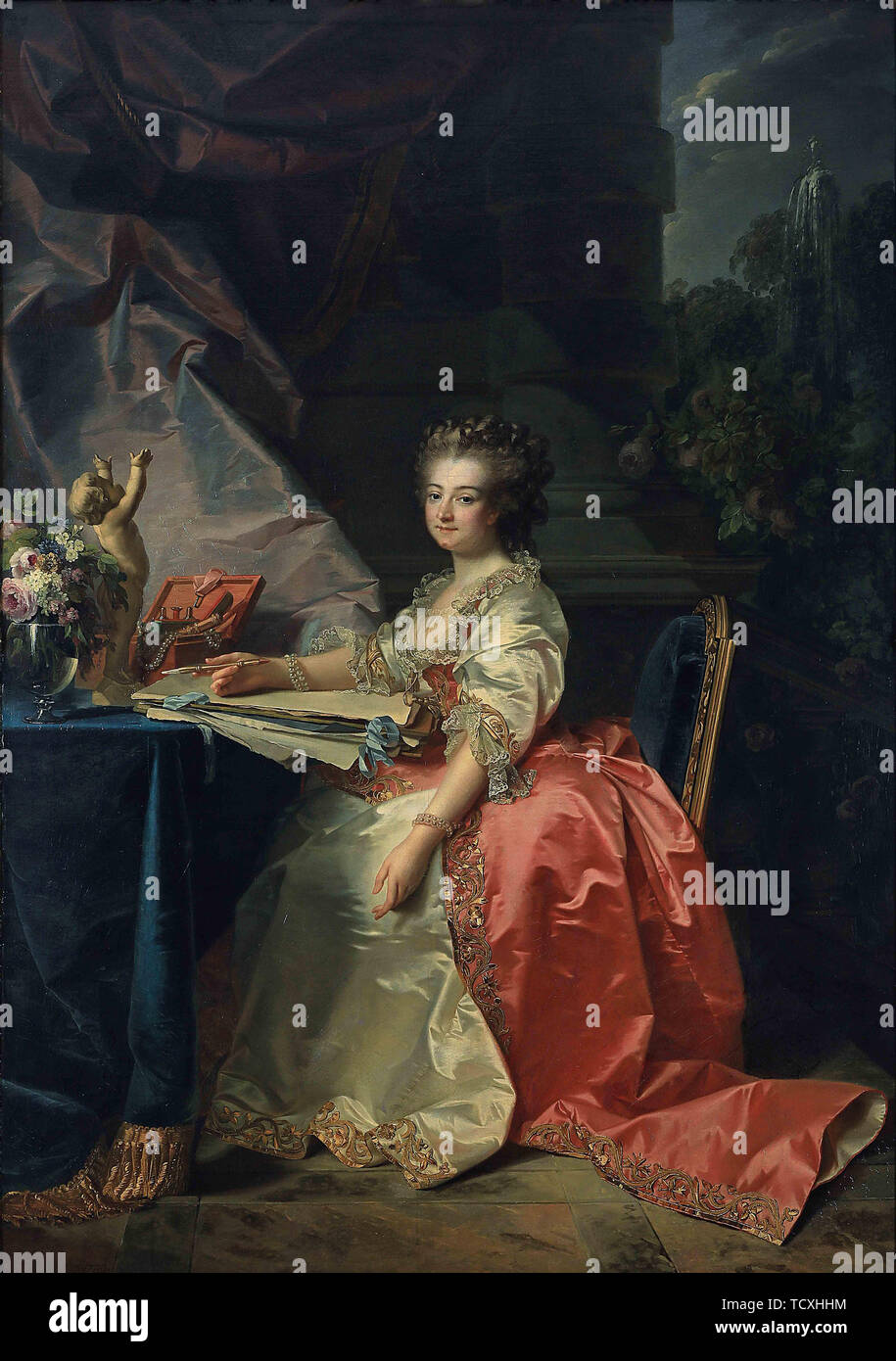 Portrait von Marie Louise von Savoyen (1749-1792), Prinzessin von Lamballe, 1780. Schöpfer: Mosnier, Jean Laurent (1743/44-1808). Stockfoto