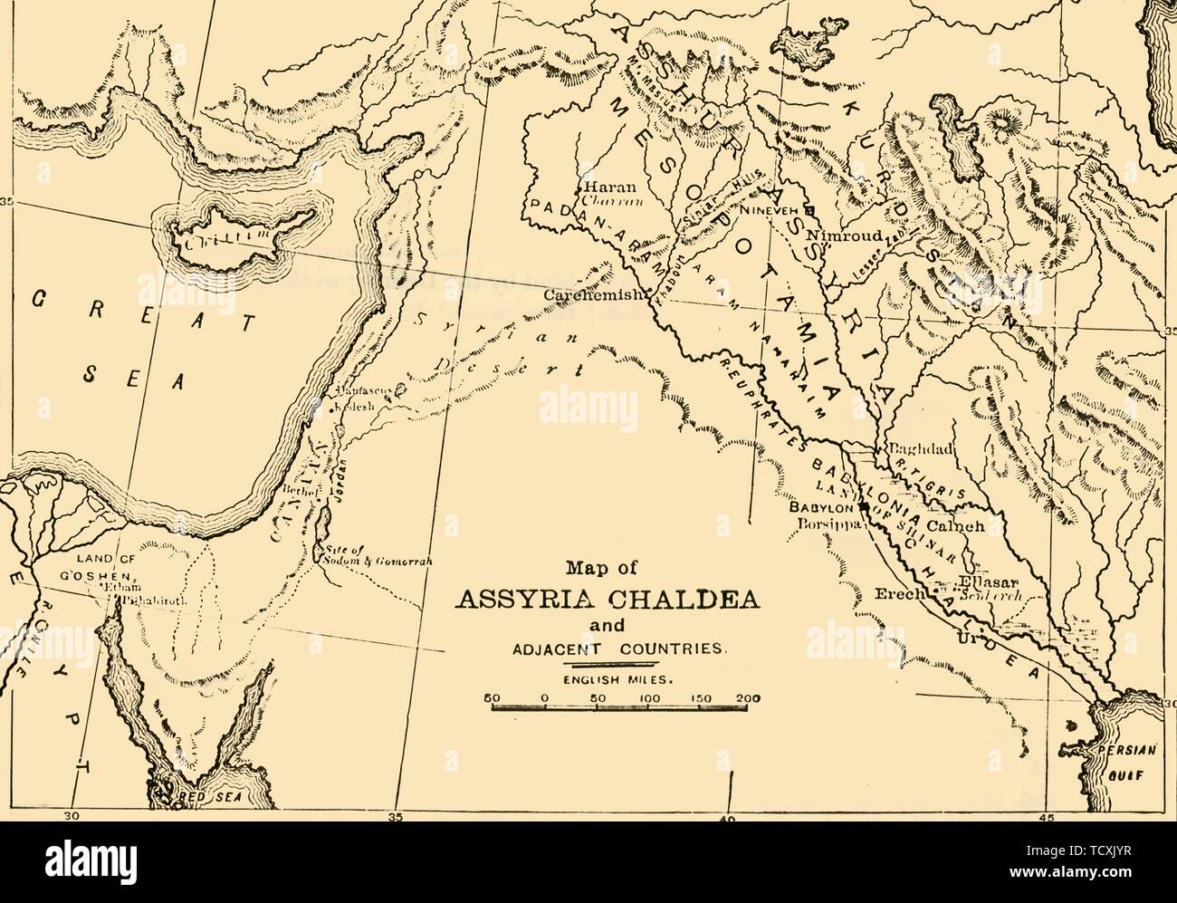 'Map von Assyrien, Chaldäa und der angrenzenden Länder", 1890. Schöpfer: Unbekannt. Stockfoto