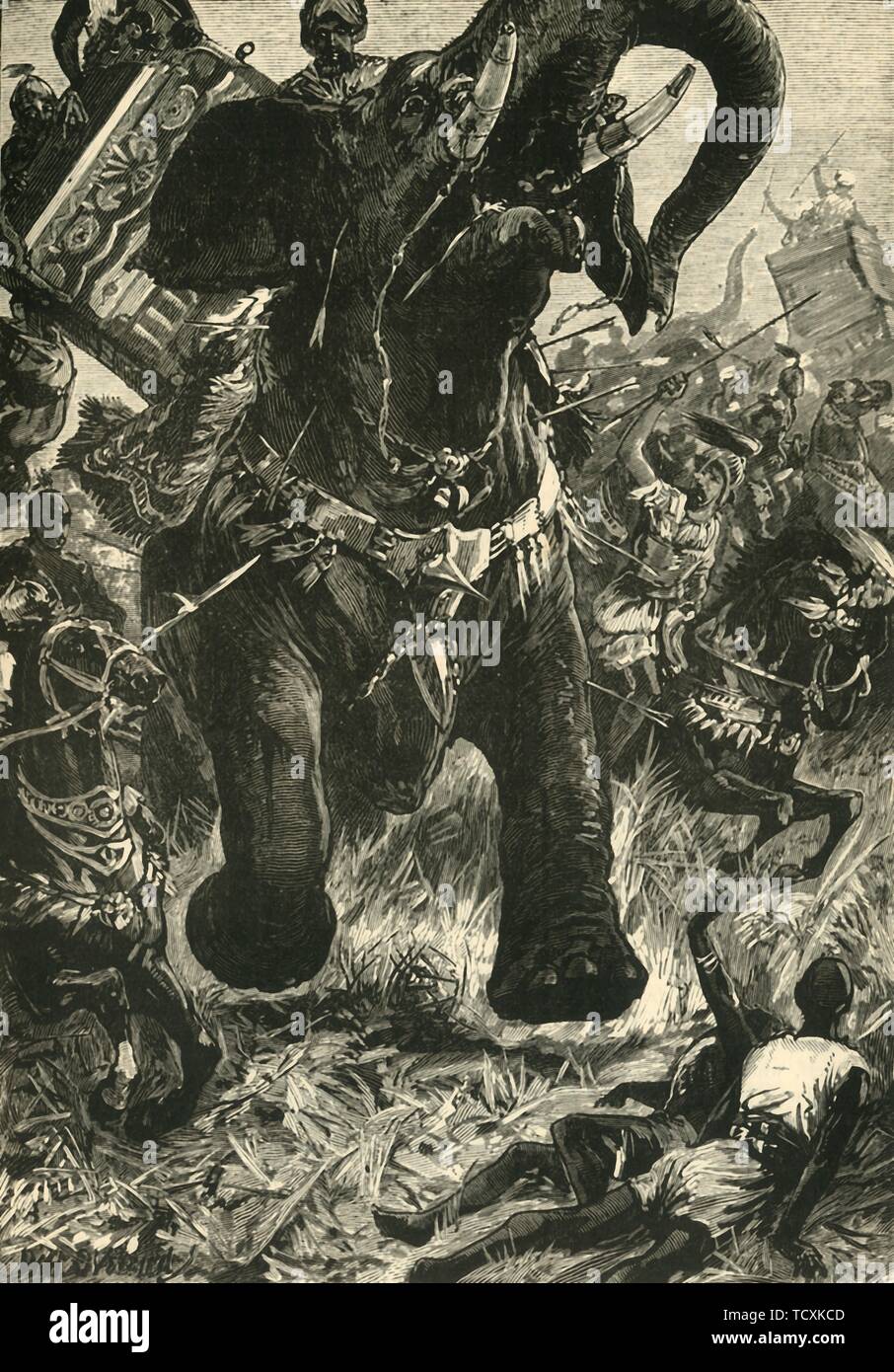 'Defeat des Porus durch die Mazedonier", 1890. Schöpfer: Unbekannt. Stockfoto