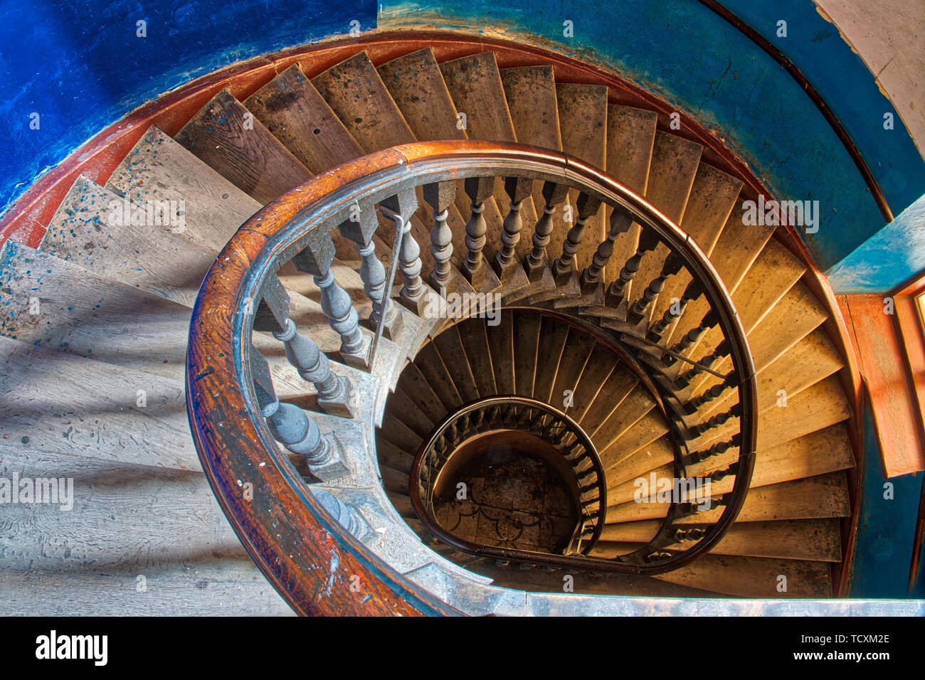 Eine alte Wendeltreppe Stockfoto