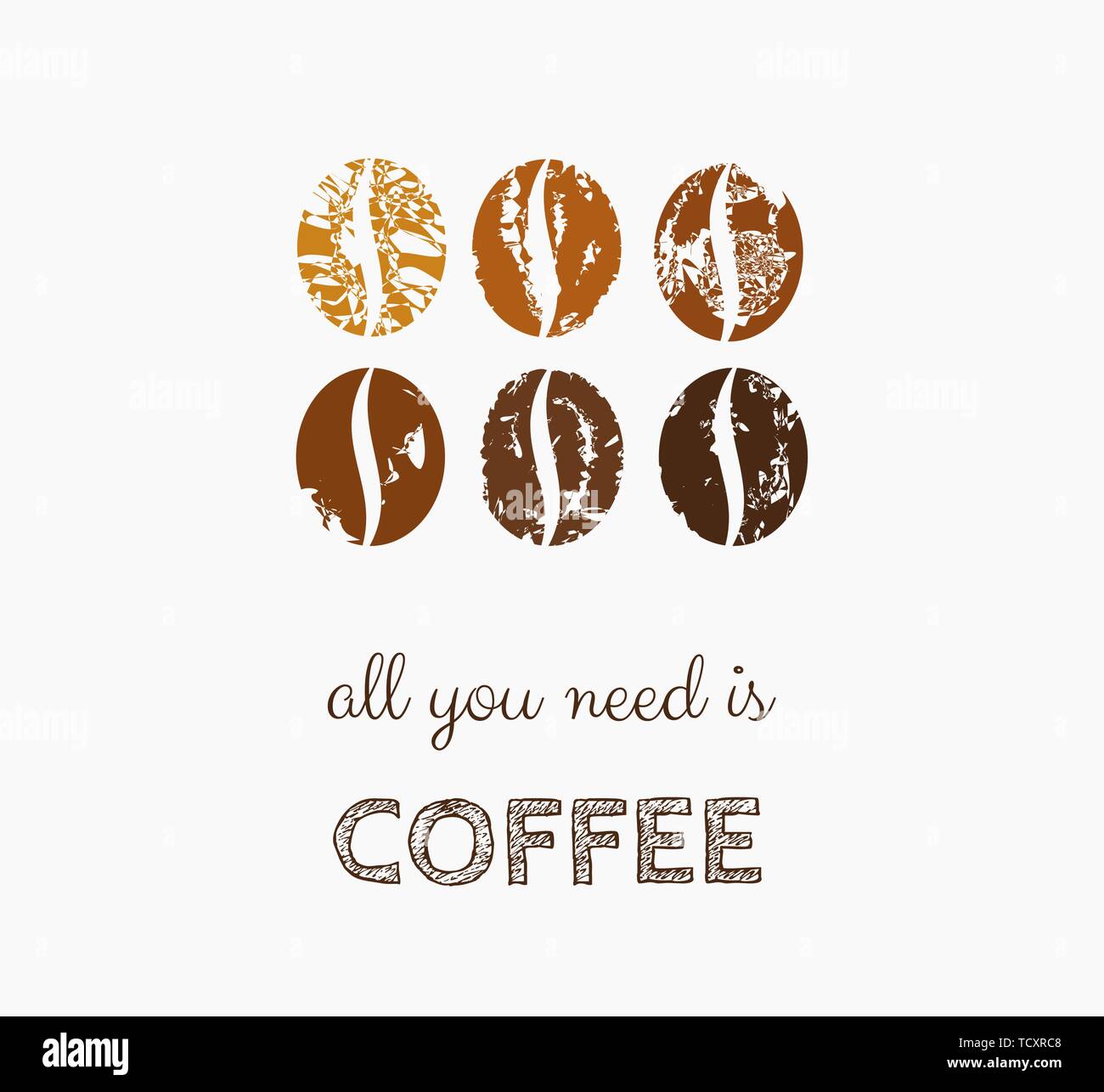 Kaffeebohnen Symbol ist alles, was Sie brauchen, ist Kaffee. Vector Illustration Stock Vektor