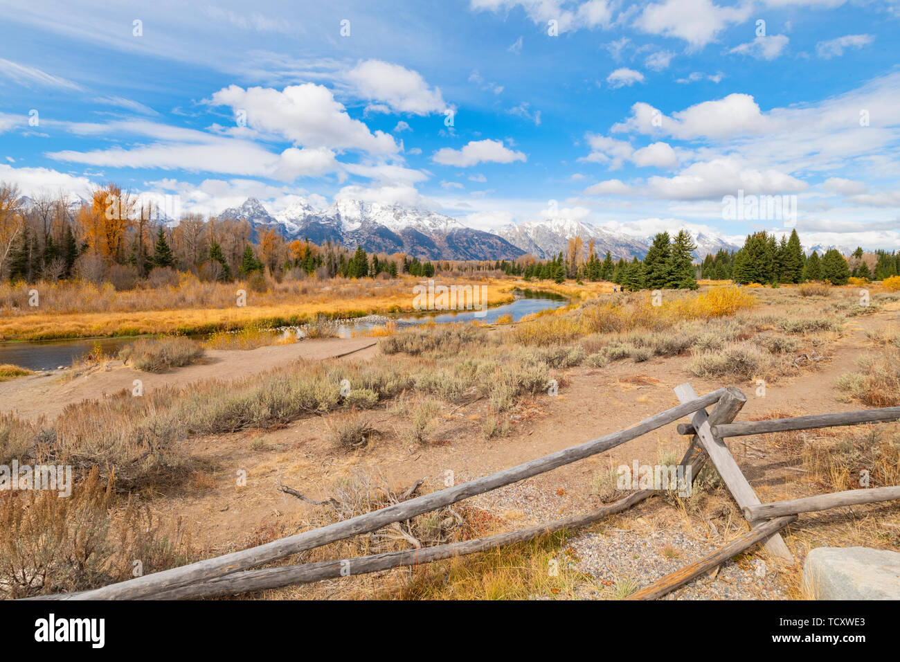 Schwabacher Landung, Teton Range, Grand Teton National Park, Wyoming, Vereinigte Staaten von Amerika, Nordamerika Stockfoto