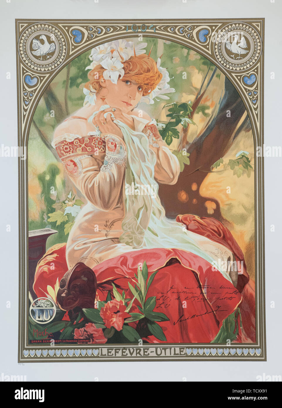 Plakat für Lefèvre-Utile. Sarah Bernhardt in der Rolle des Melissinde im 'La Princesse Lointaine', 190 Creator: Mucha, Alfons Maria (1860-1939). Stockfoto