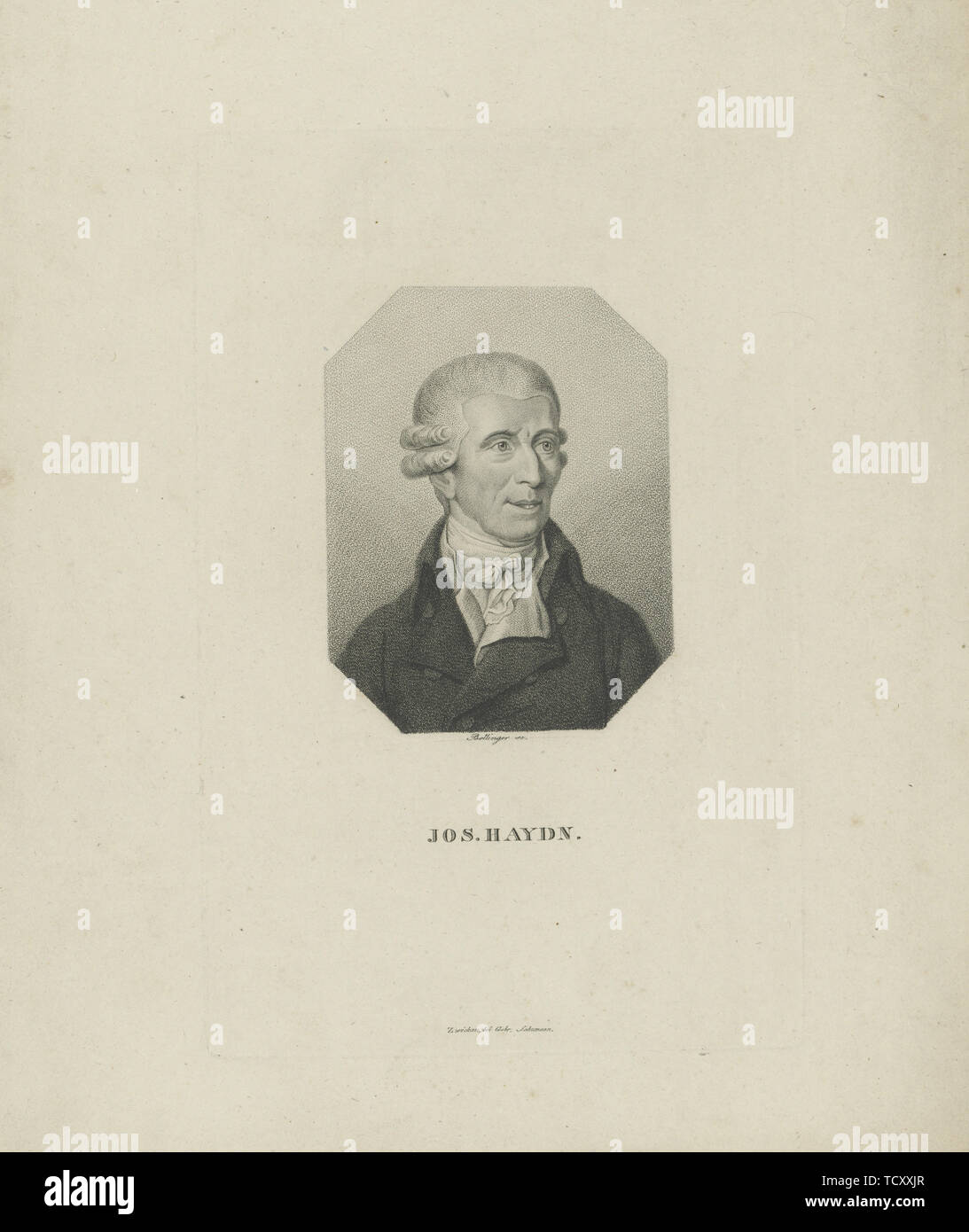 Portrait des Komponisten Joseph Haydn (1732-1809), 1818. Schöpfer: Bollinger, Friedrich Wilhelm (1777-1825). Stockfoto