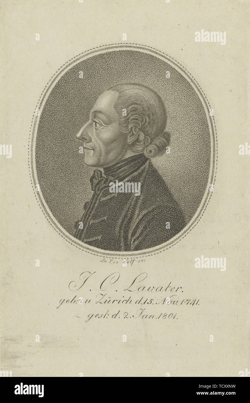 Porträt des Dichters und physiognomist Johann Kaspar Lavater (1741-1801), C. 1810. Schöpfer: Wolf, Loeser Leo (1775-1840). Stockfoto