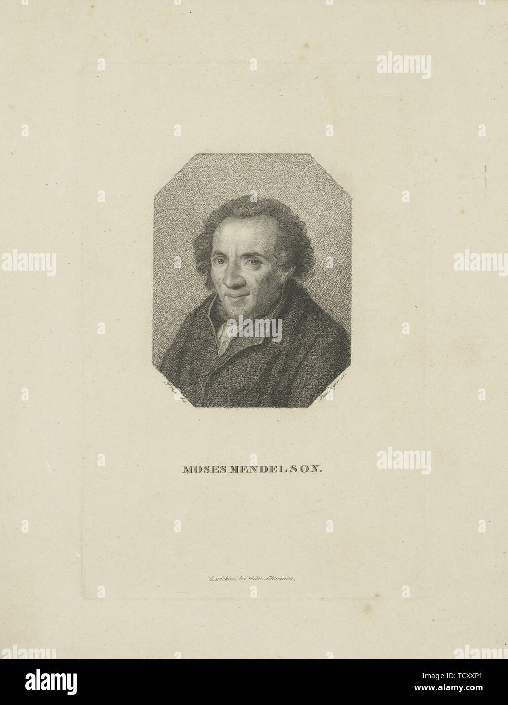Portrait von Moses Mendelssohn (1729-1786), 1818. Schöpfer: Bollinger, Friedrich Wilhelm (1777-1825). Stockfoto